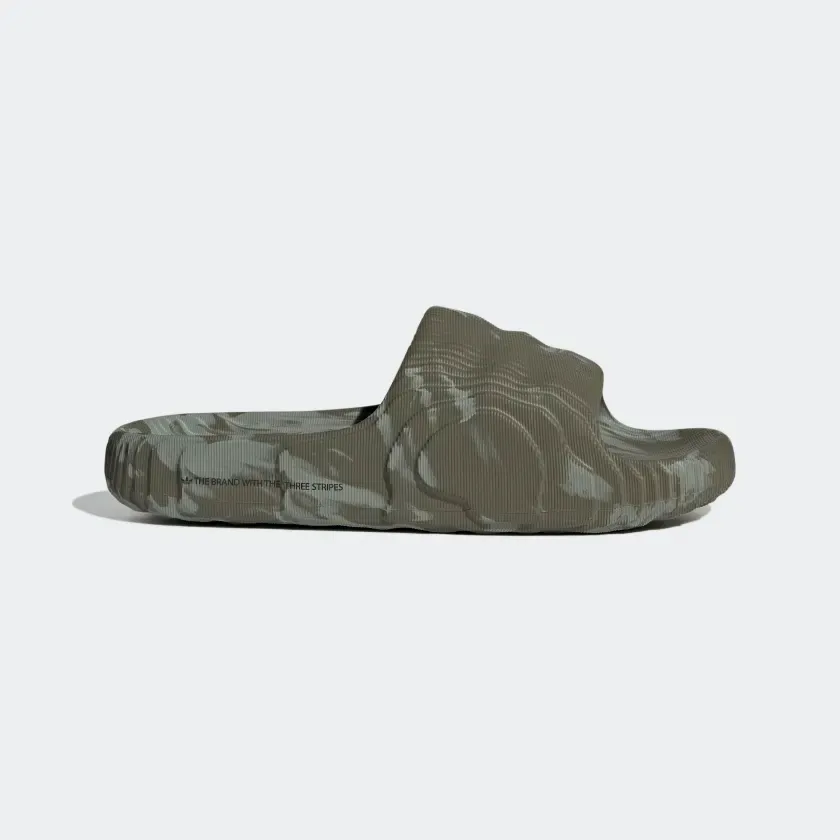 Adidas Men's Adilette 22 Slides - Olive Strata / Silver Green / Core Black