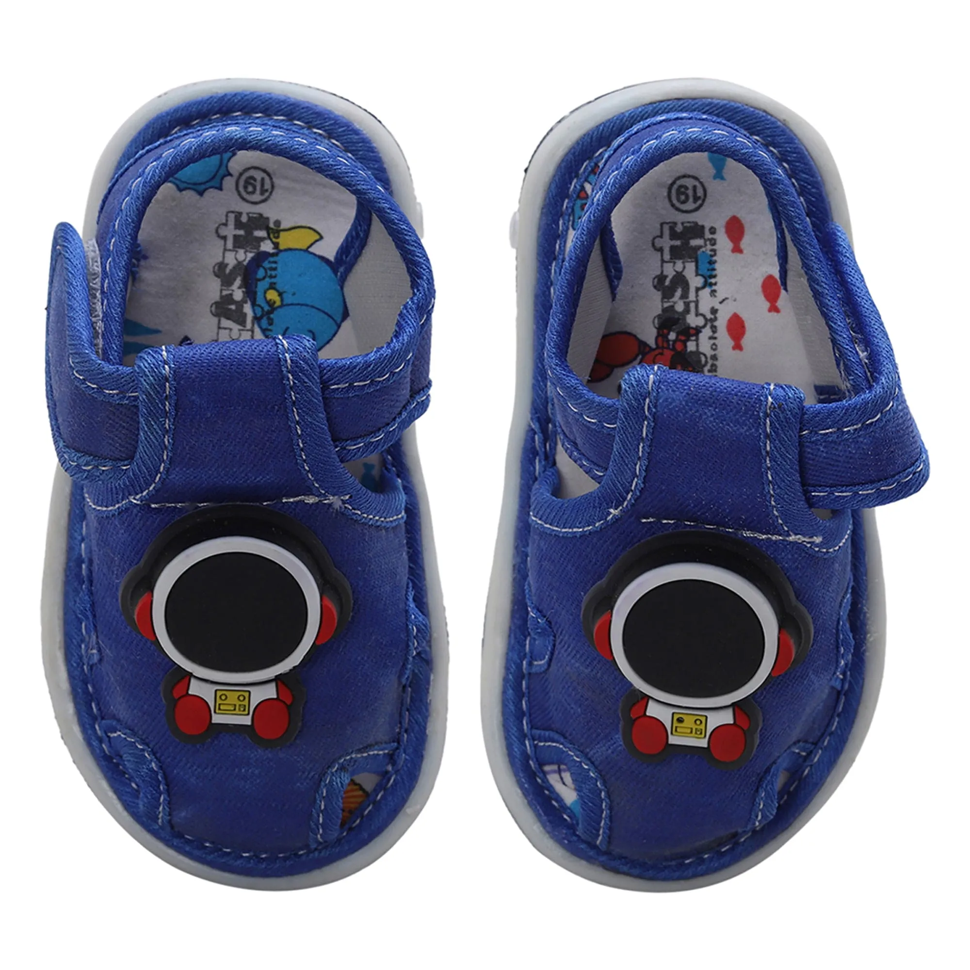 Baby Moo Cool Robot Velcro Strap Anti-Skid Chu Chu Sound Sandals - Blue