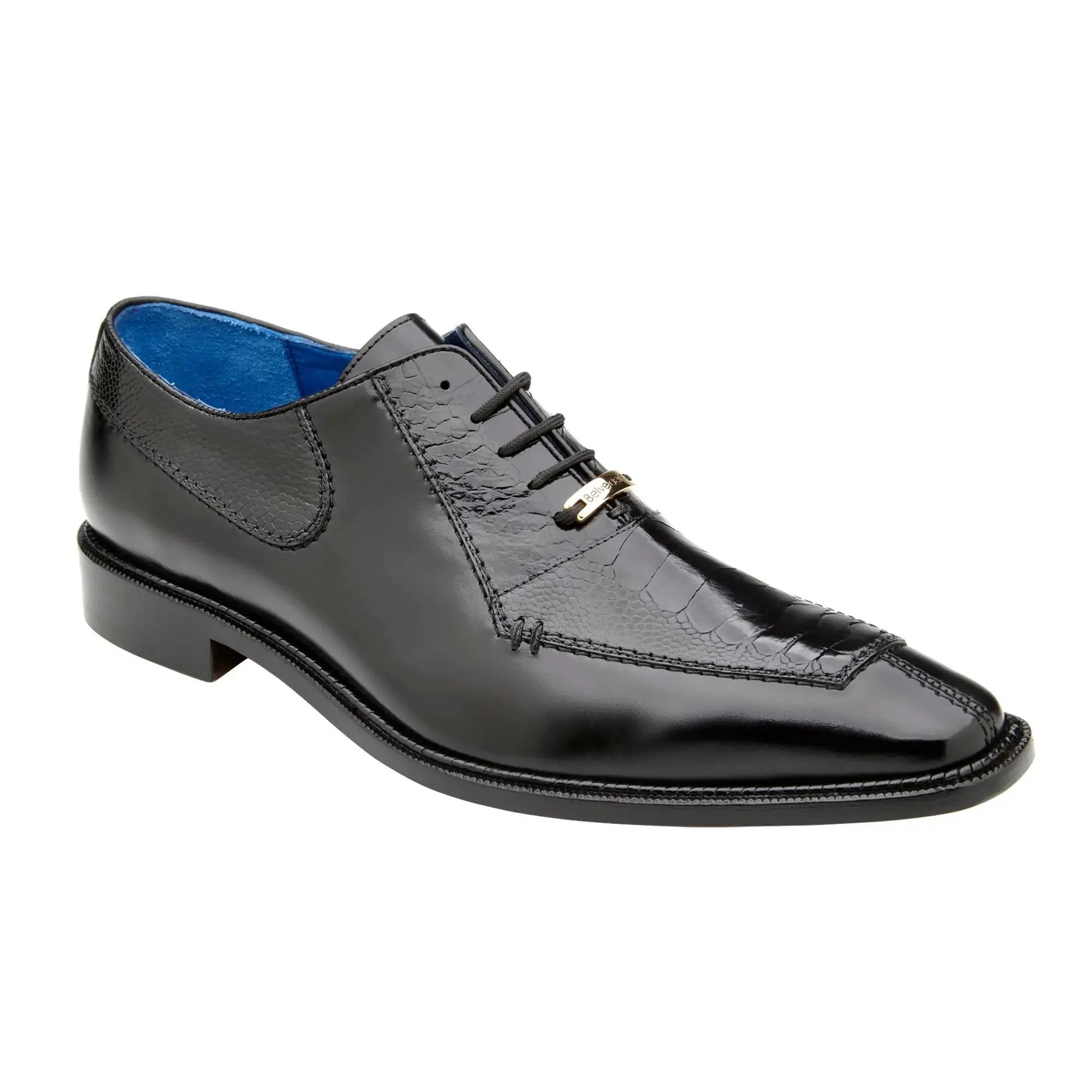 Belvedere Biagio in Black Genuine Ostrich Leg & Italian Calf Oxfords