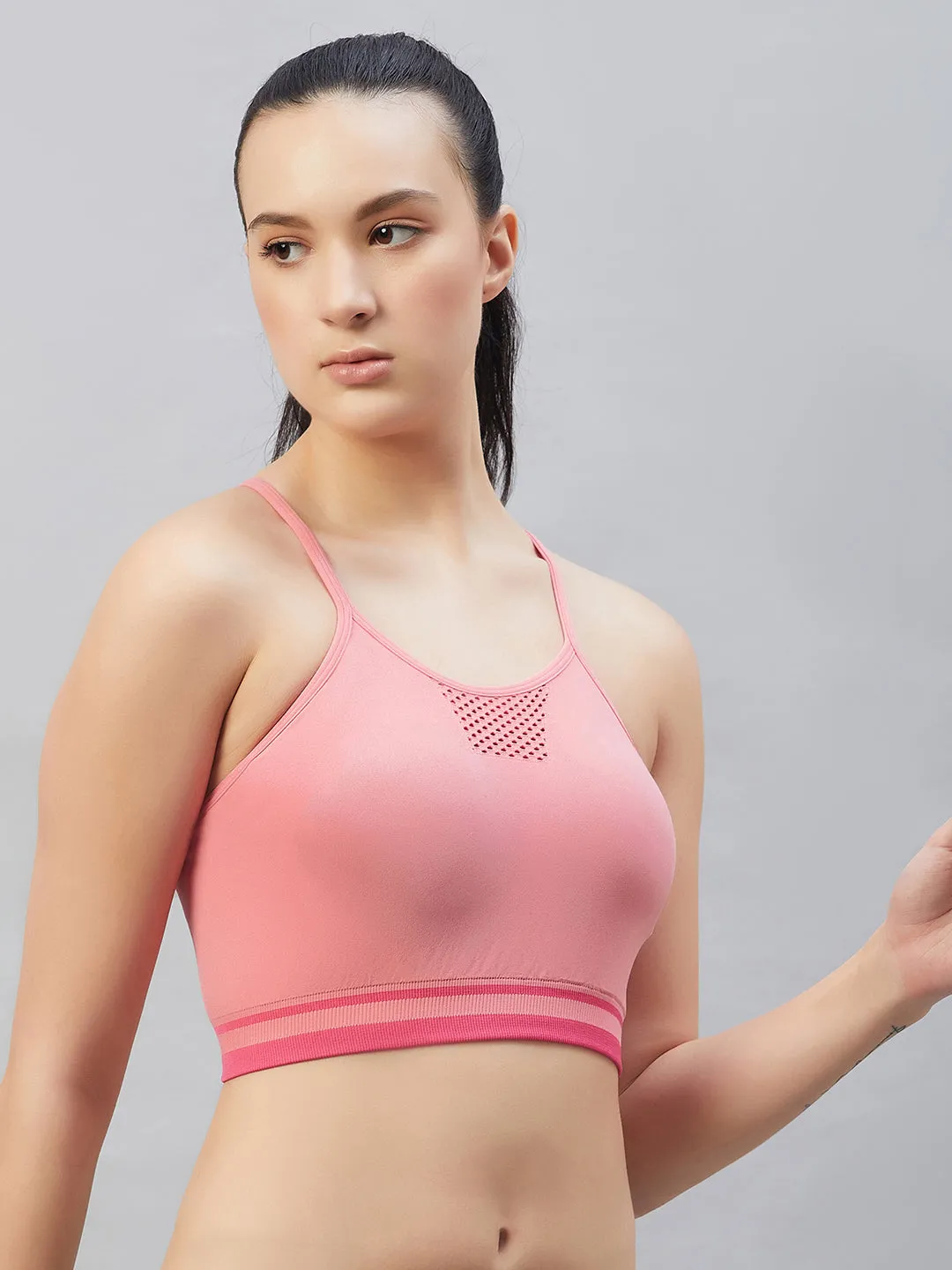 C9 Airwear Seamless Sports Bra with Thin Straps and Mesh - Harbour Blue