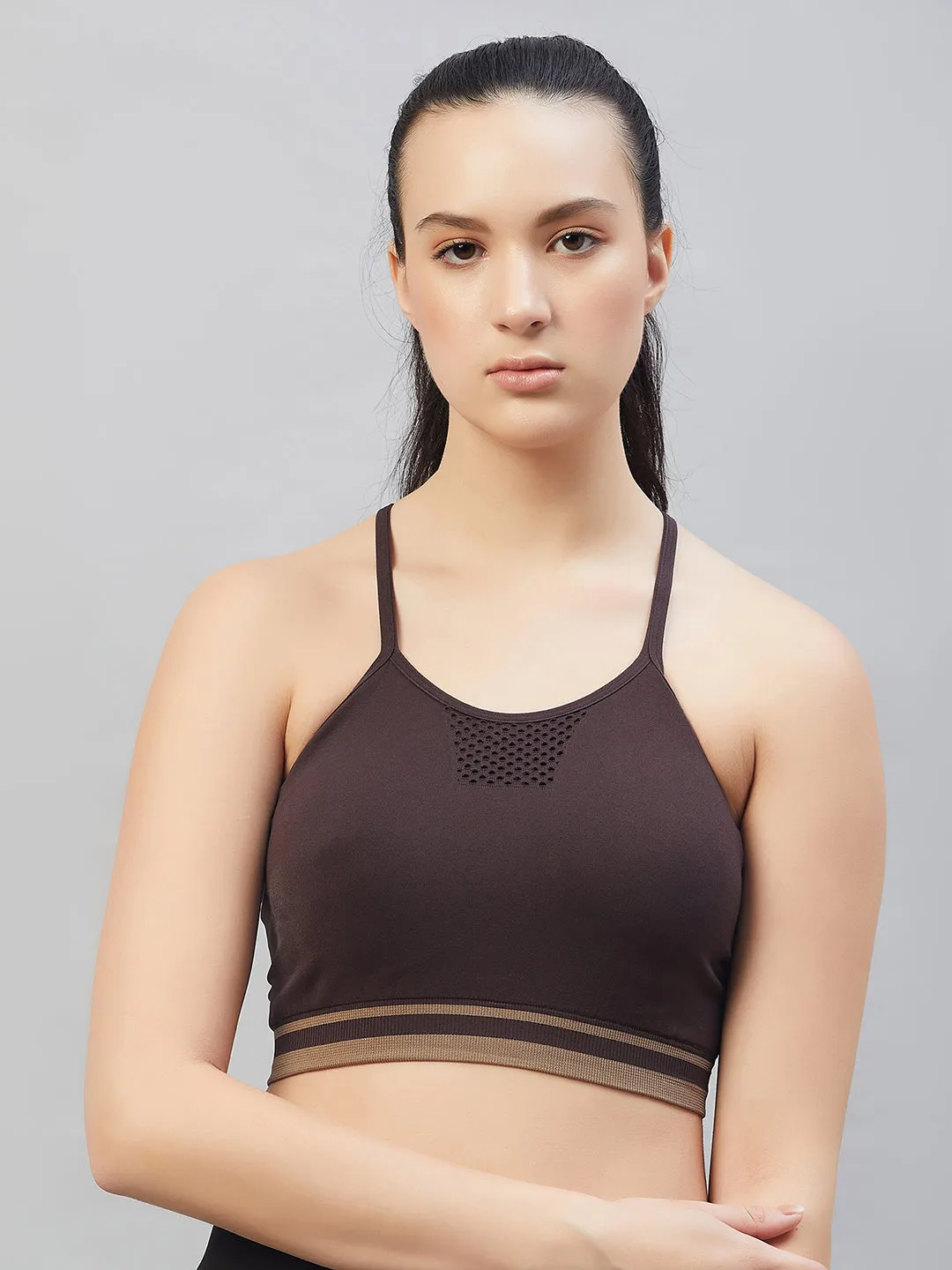 C9 Airwear Seamless Sports Bra with Thin Straps and Mesh - Harbour Blue