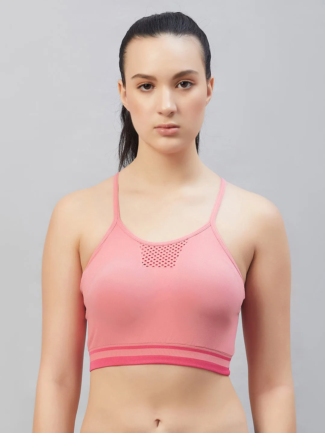 C9 Airwear Seamless Sports Bra with Thin Straps and Mesh - Harbour Blue