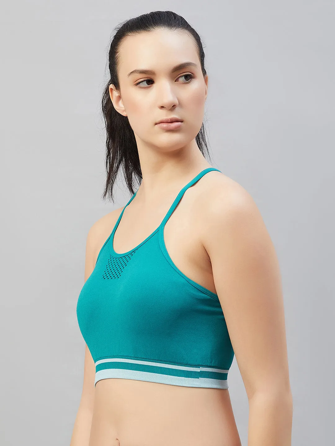 C9 Airwear Seamless Sports Bra with Thin Straps and Mesh - Harbour Blue