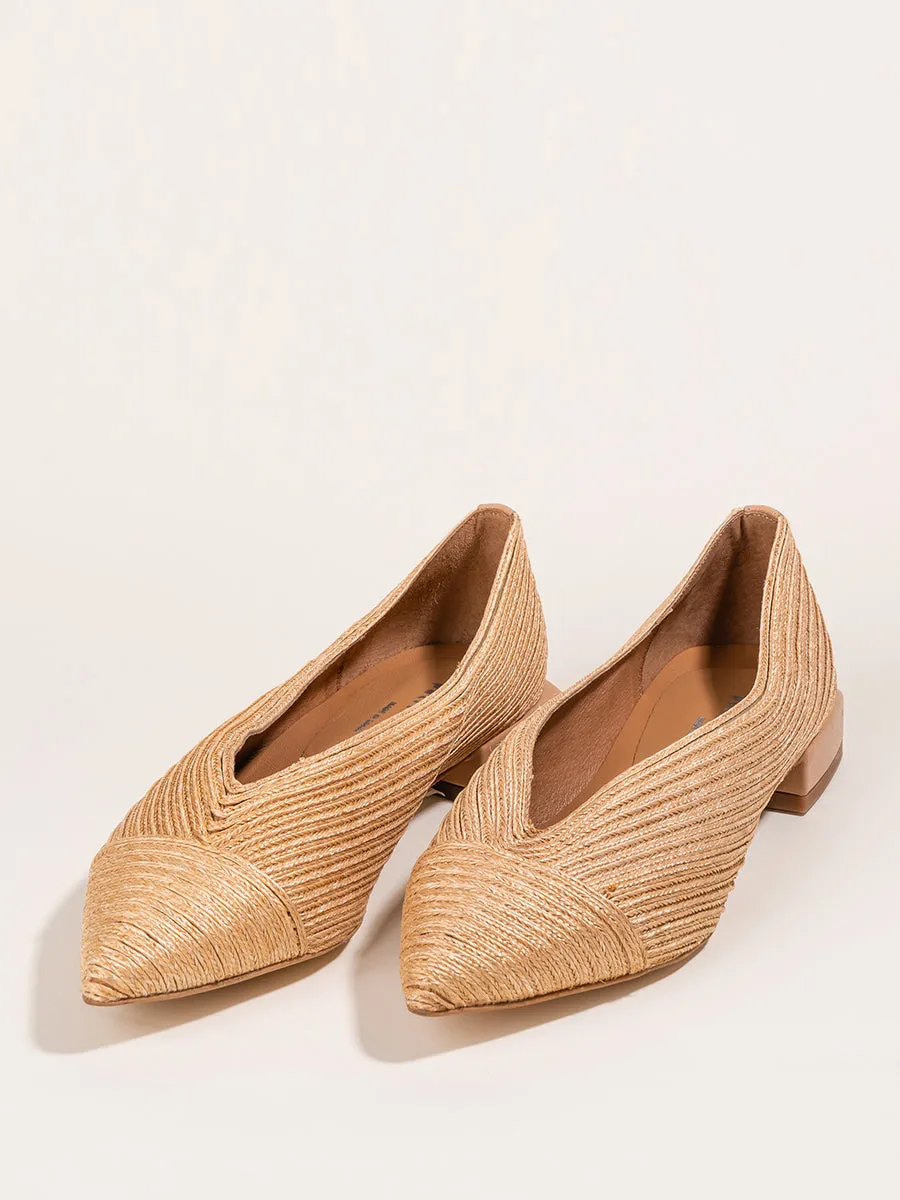 Capri Pointed Toe Raffia Flat