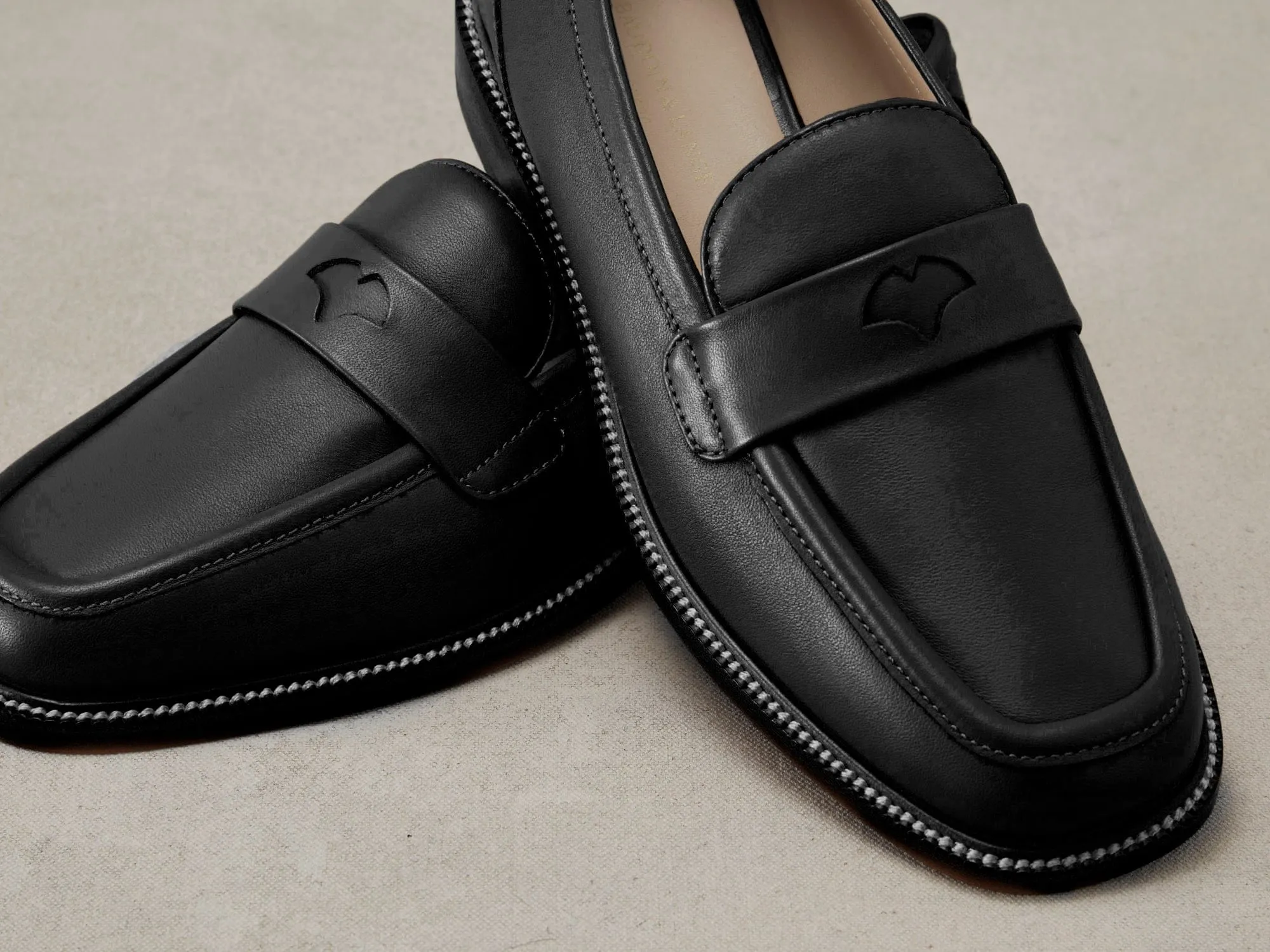 Charlotte Penny Loafers in Black Nappa