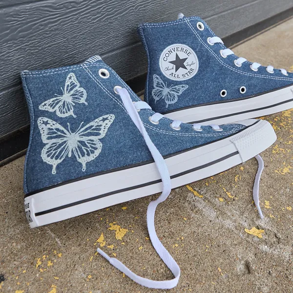 Converse Chuck Taylor All Star High Top Sneakers, Denim/Butterfly