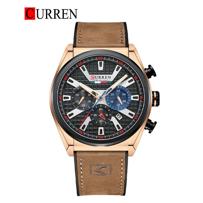 CURREN Original Brand Rubber Straps Wrist Watch For Men With Brand (Box & Bag)-8392