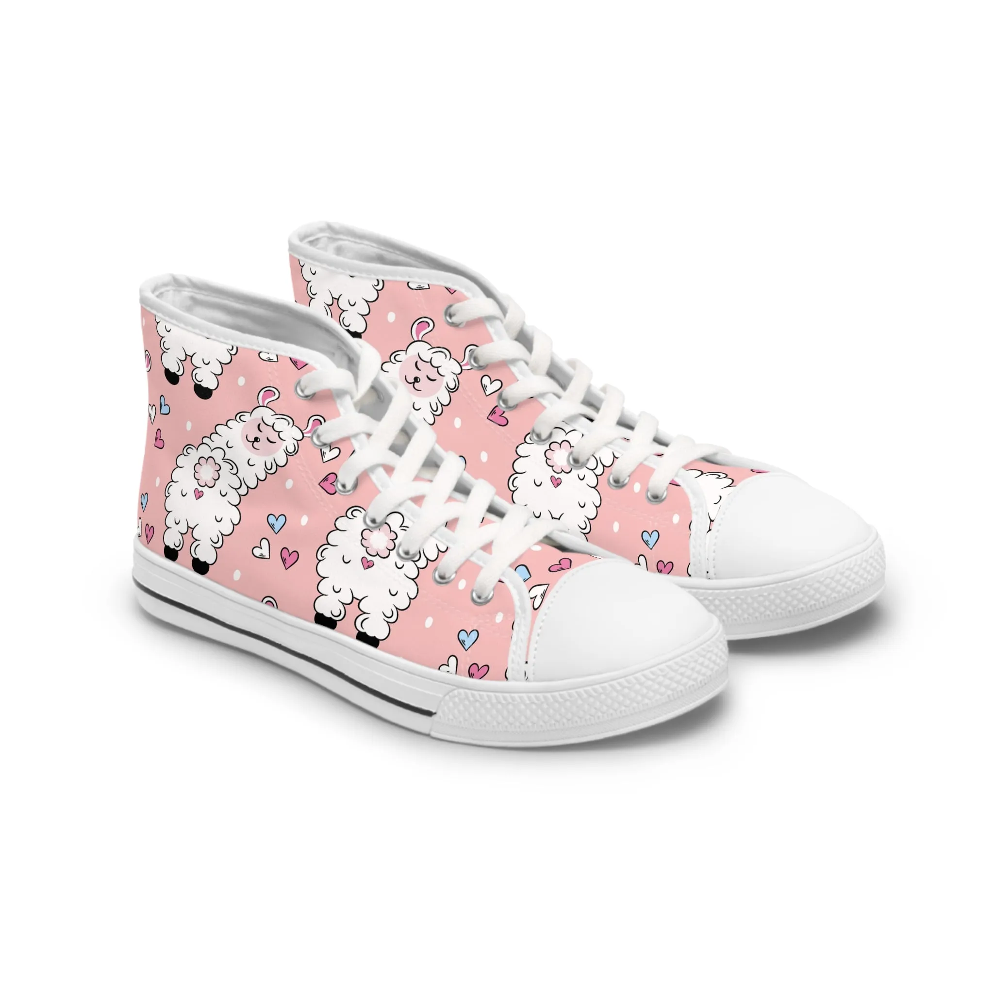 Cute Pink Llama Women's High Top Sneakers