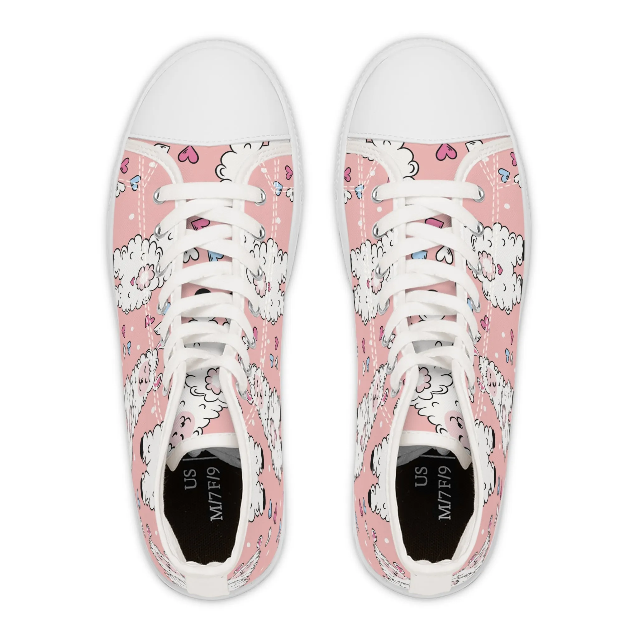 Cute Pink Llama Women's High Top Sneakers