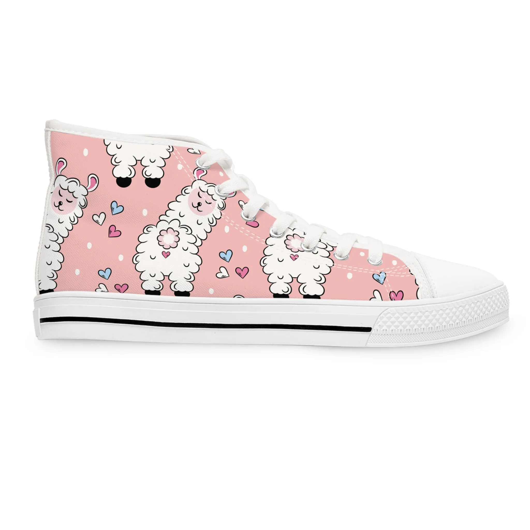 Cute Pink Llama Women's High Top Sneakers