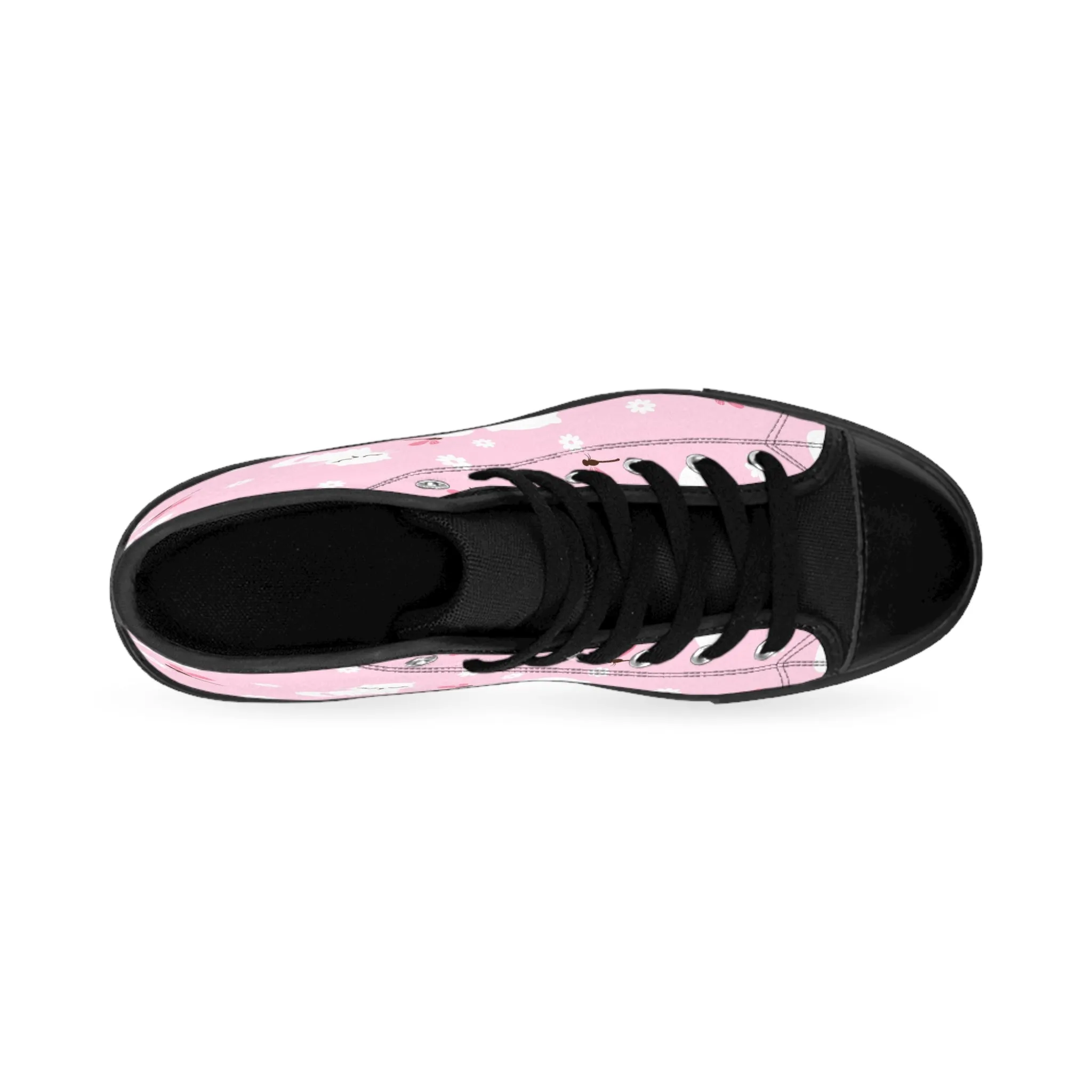 Cute White Kitty Pink Backgrounds Women's Classic Sneakers