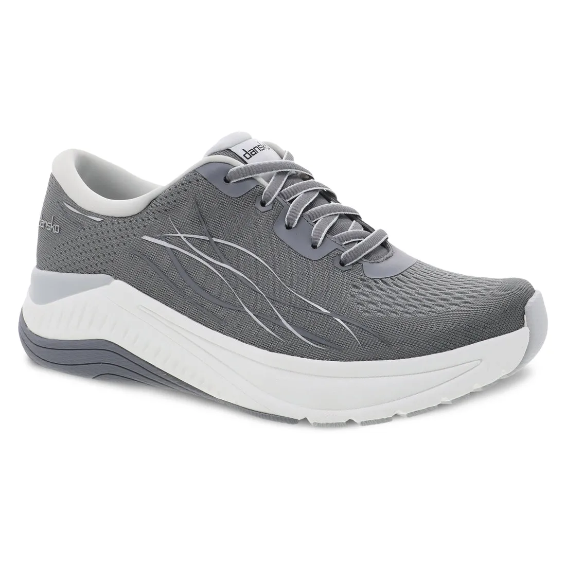 Dansko Pace Walking Shoe in White, Black & Grey Mesh Available in Wide Widths