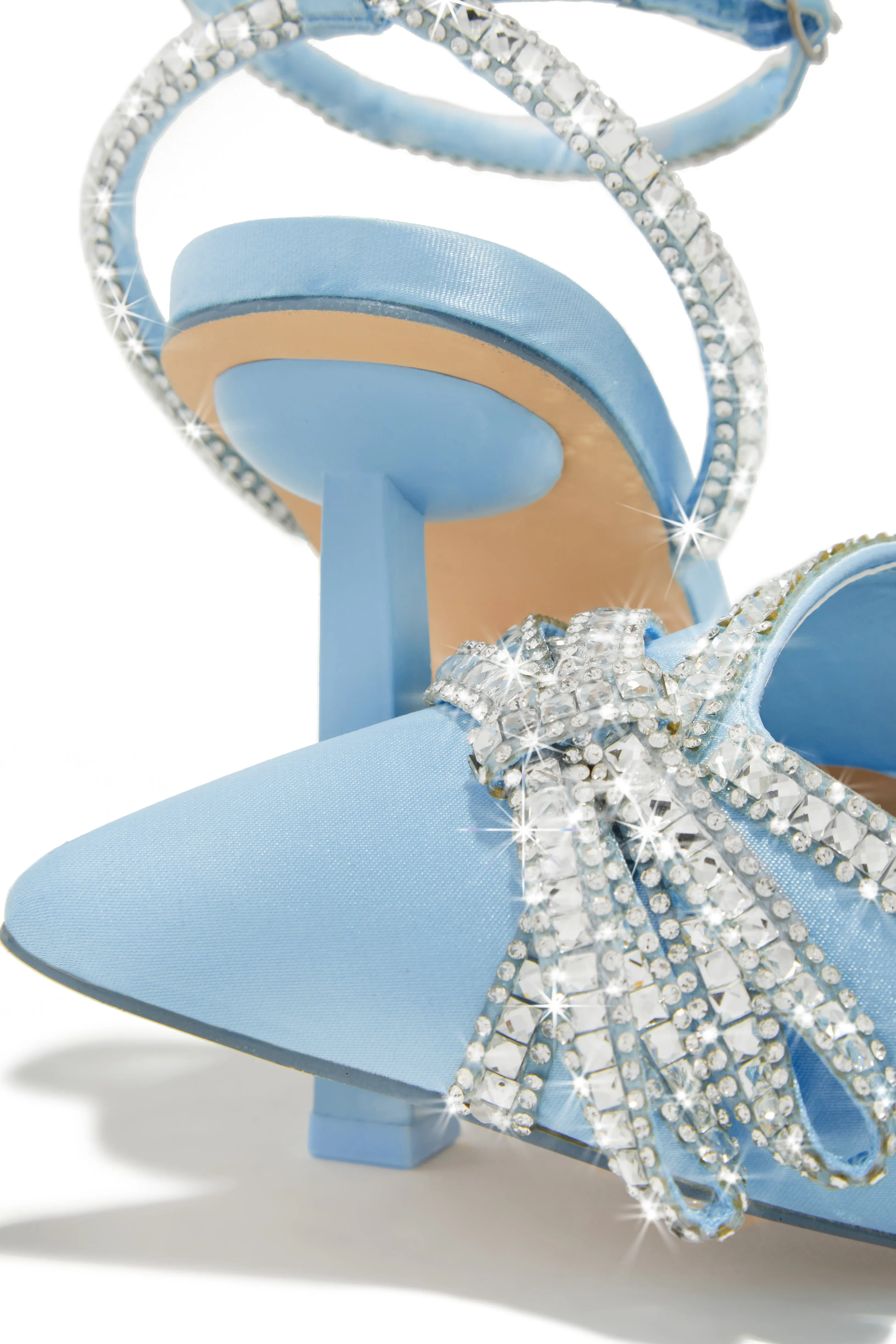 Devoted Embellished Ankle Strap High Heel Pumps - Blue