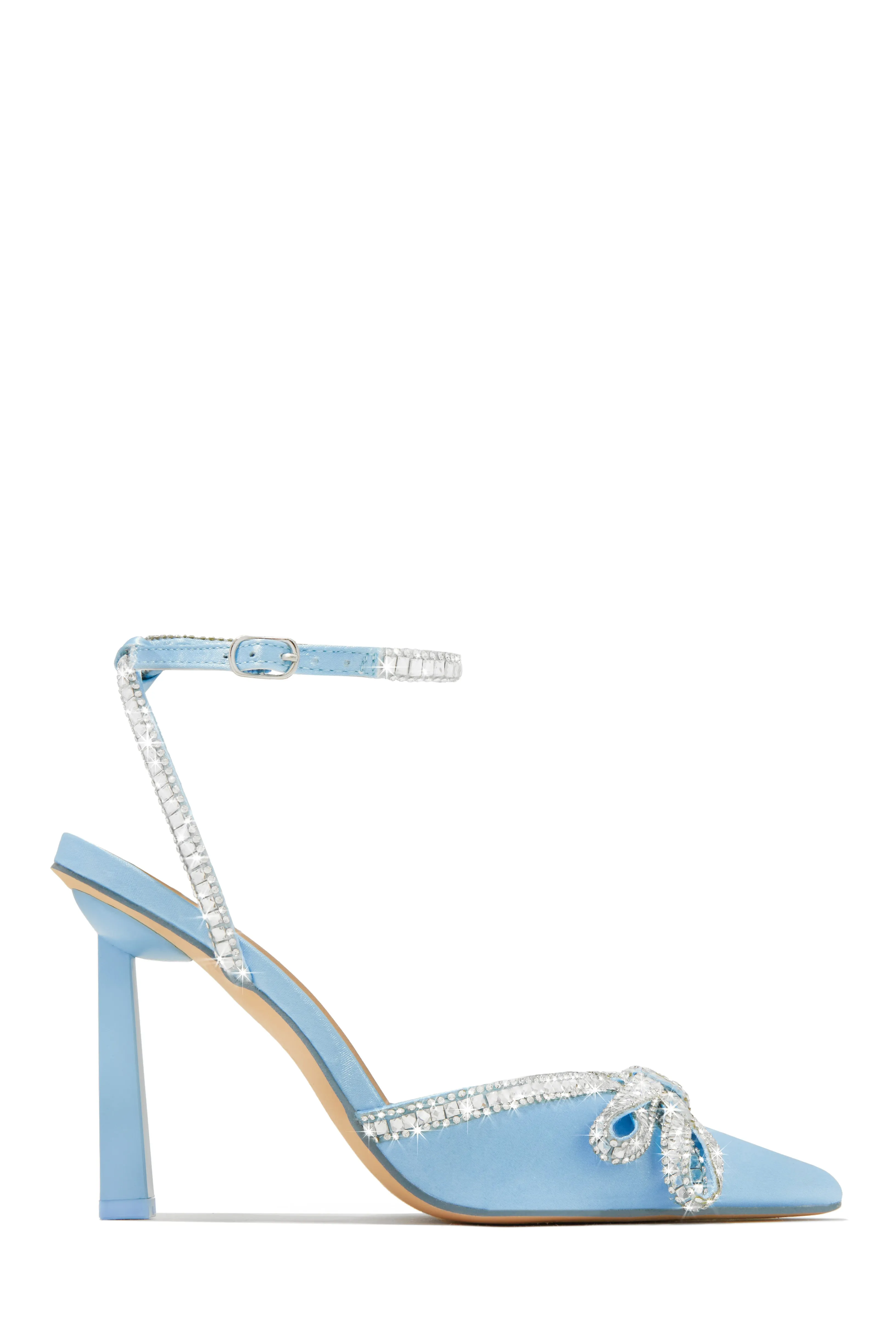 Devoted Embellished Ankle Strap High Heel Pumps - Blue