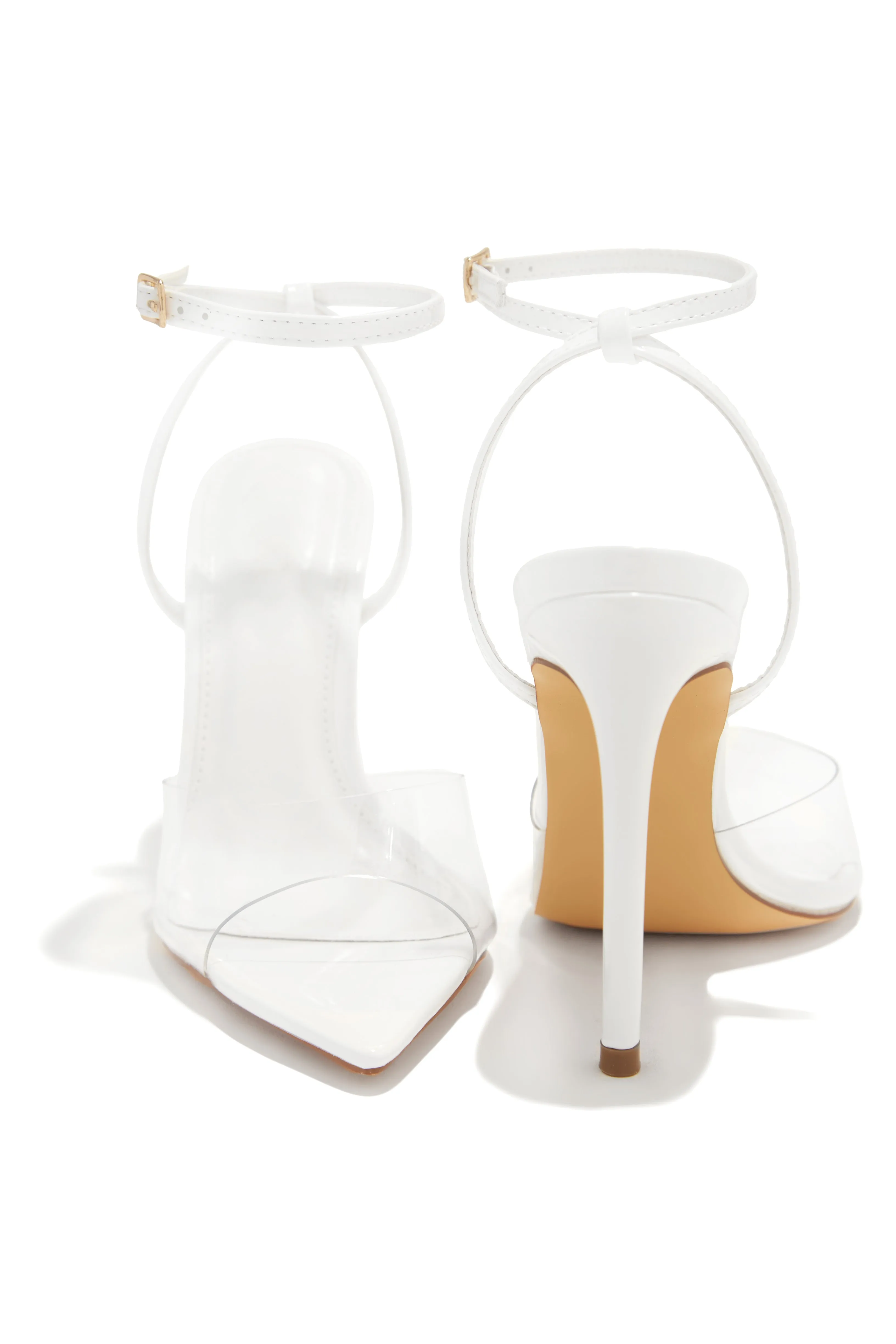 Dinner Date Clear Strap High Heels - White