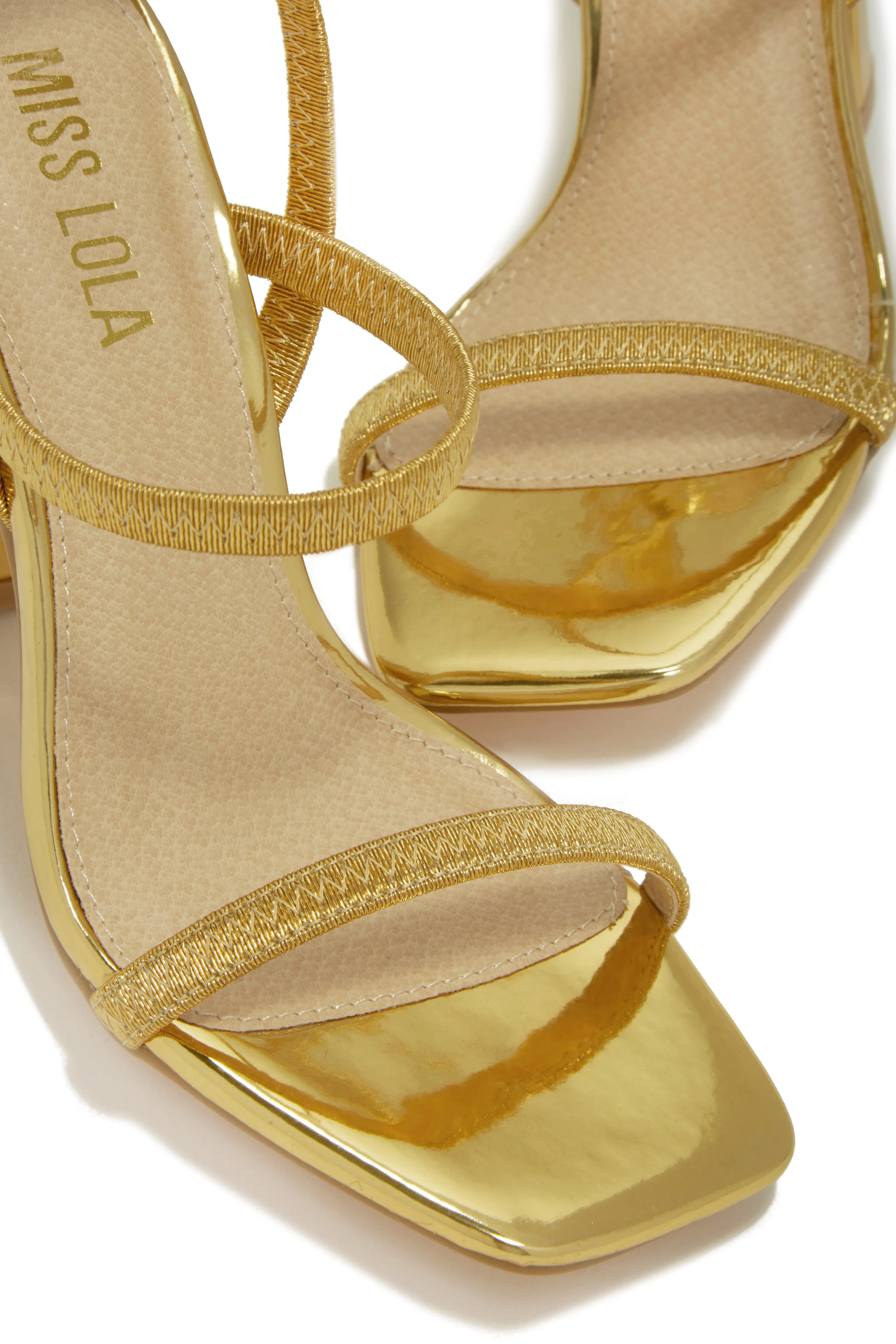 Emerie Slingback Block High Heels - Gold