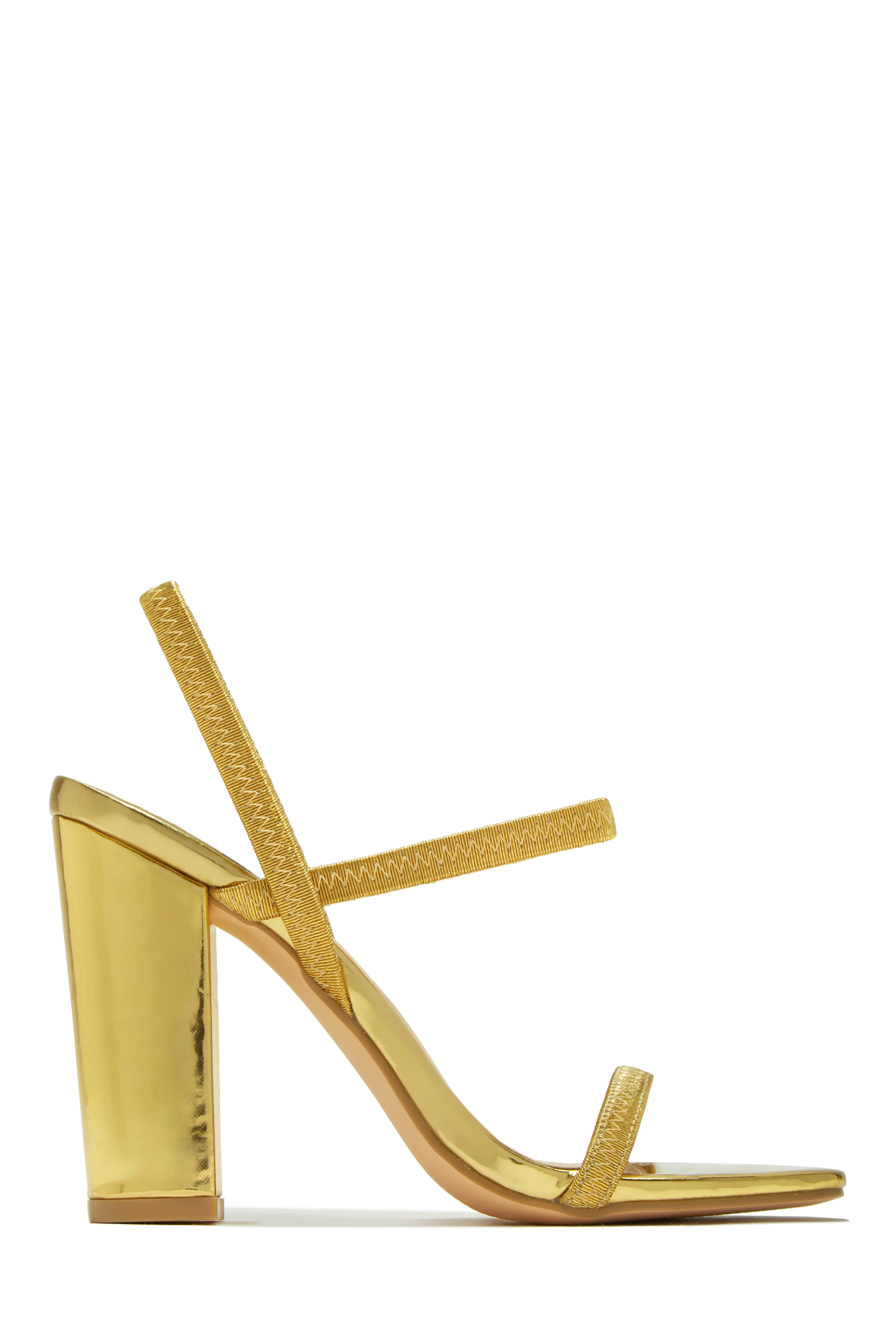 Emerie Slingback Block High Heels - Gold