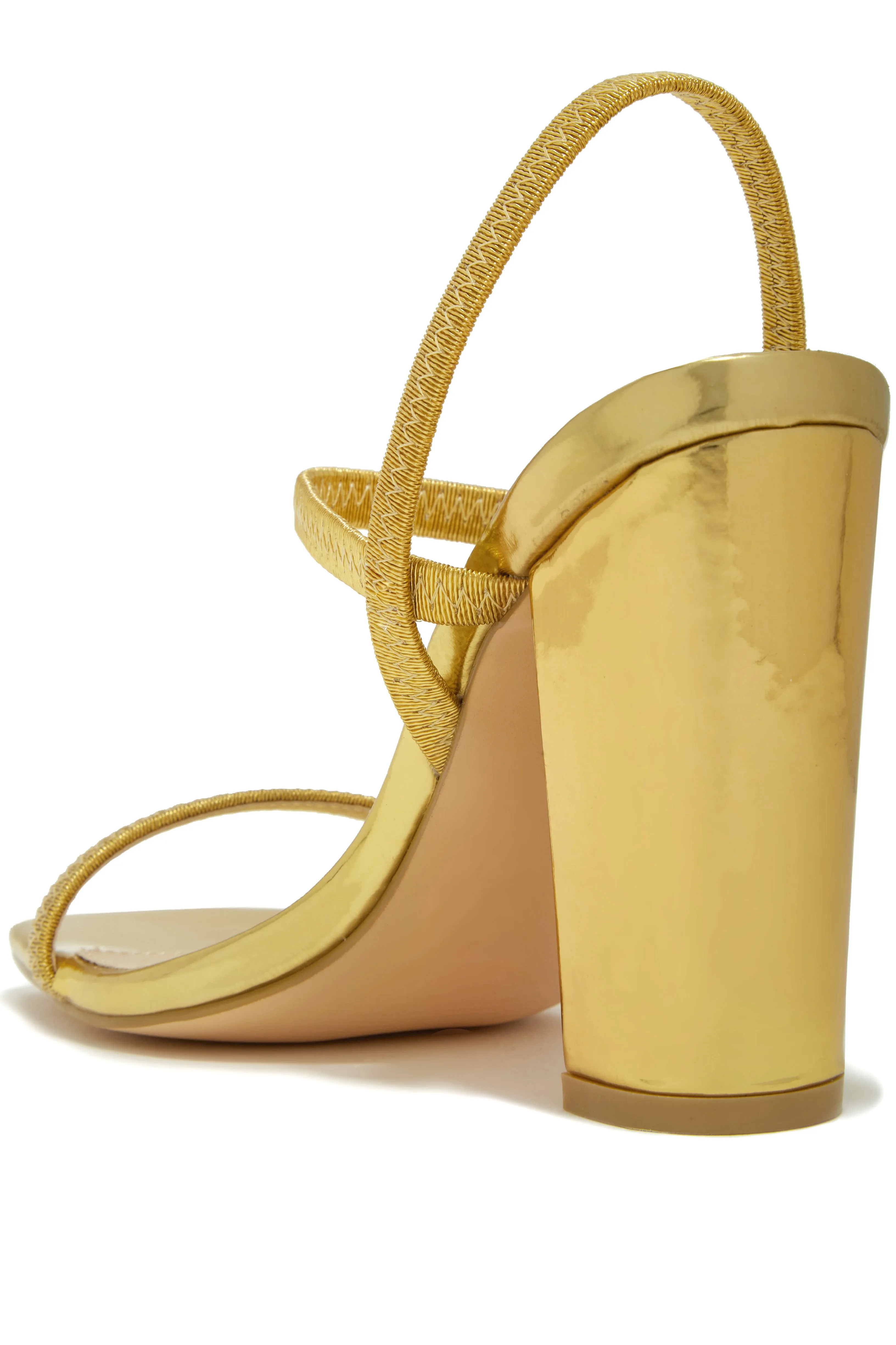 Emerie Slingback Block High Heels - Gold