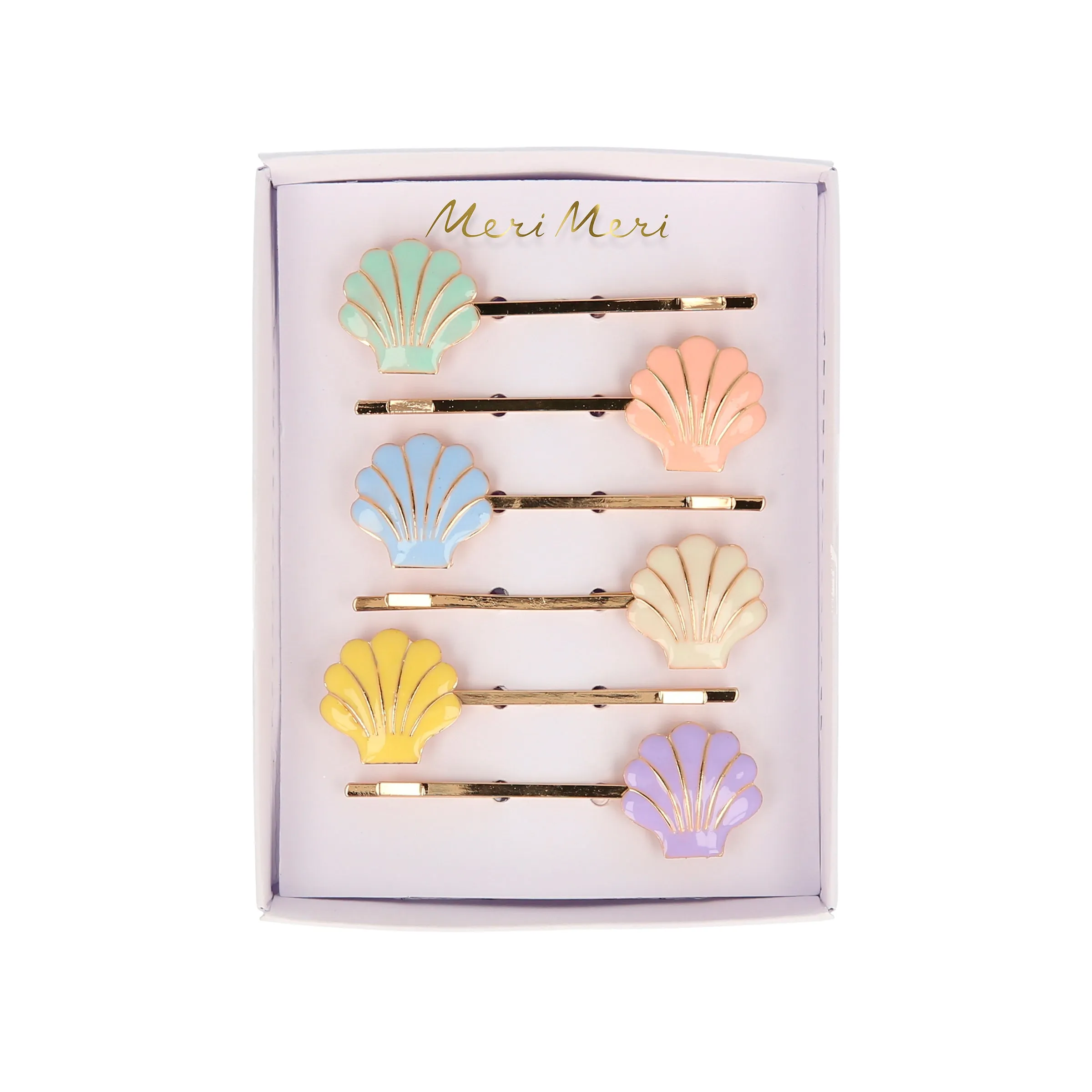 Enamel Shell Hair Slides (x 6)