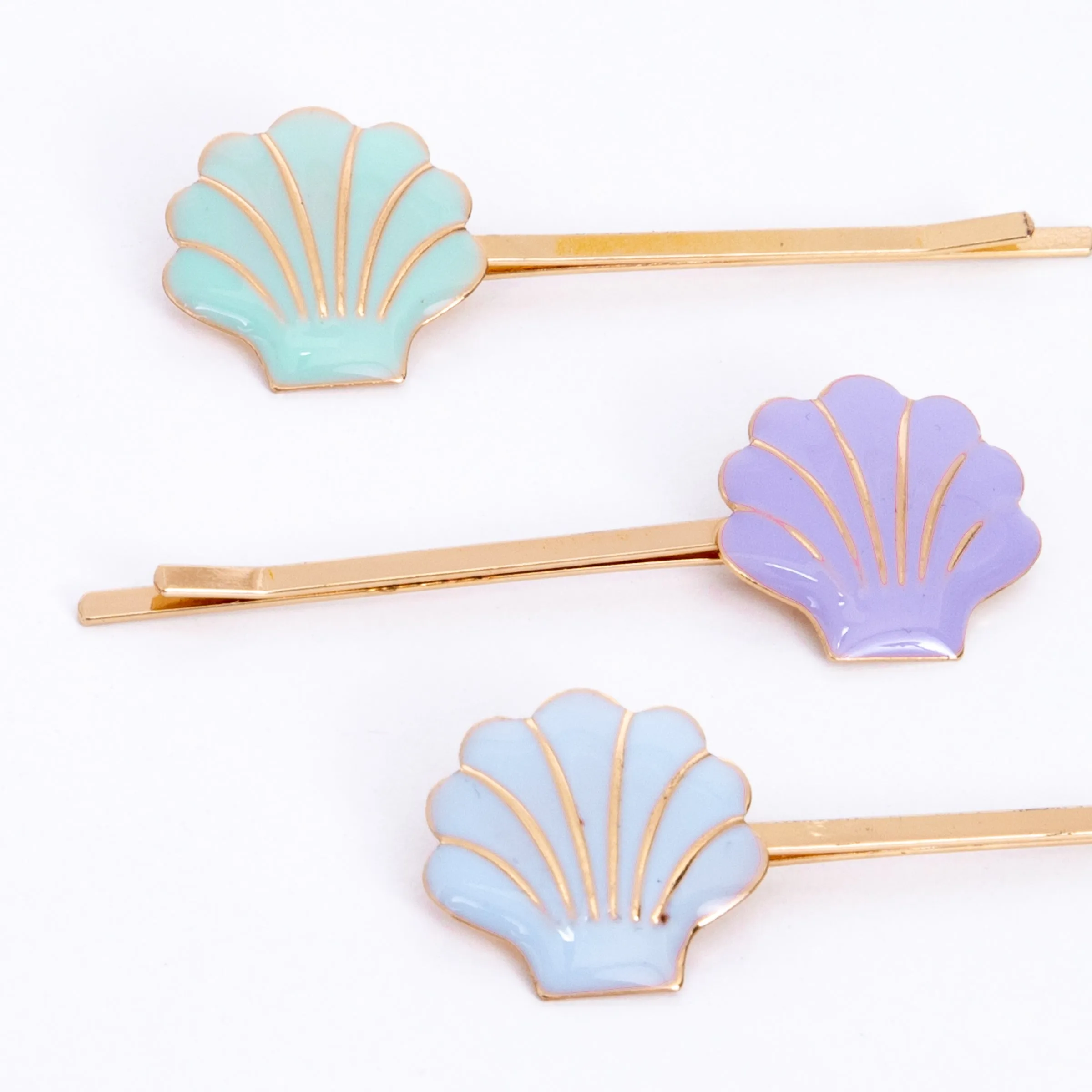 Enamel Shell Hair Slides (x 6)