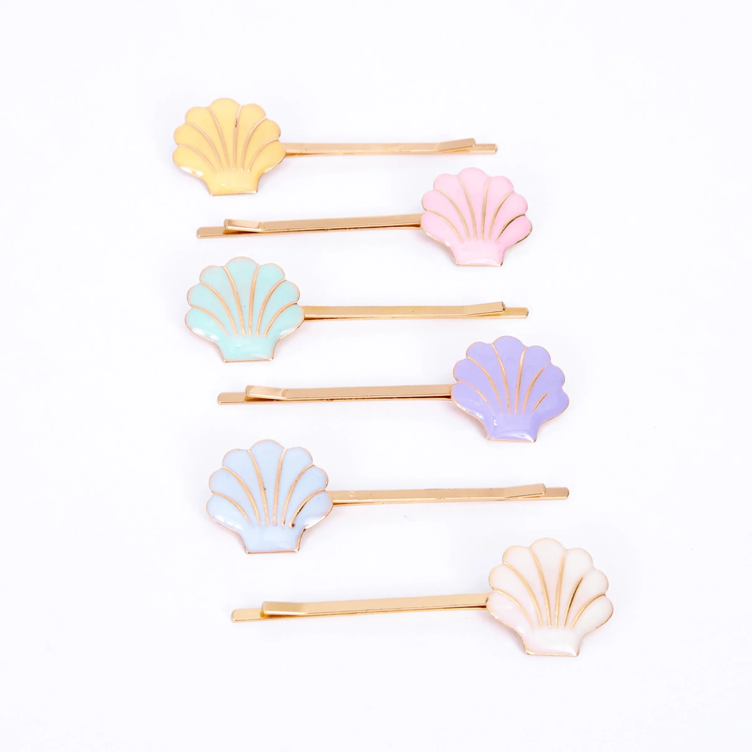 Enamel Shell Hair Slides (x 6)