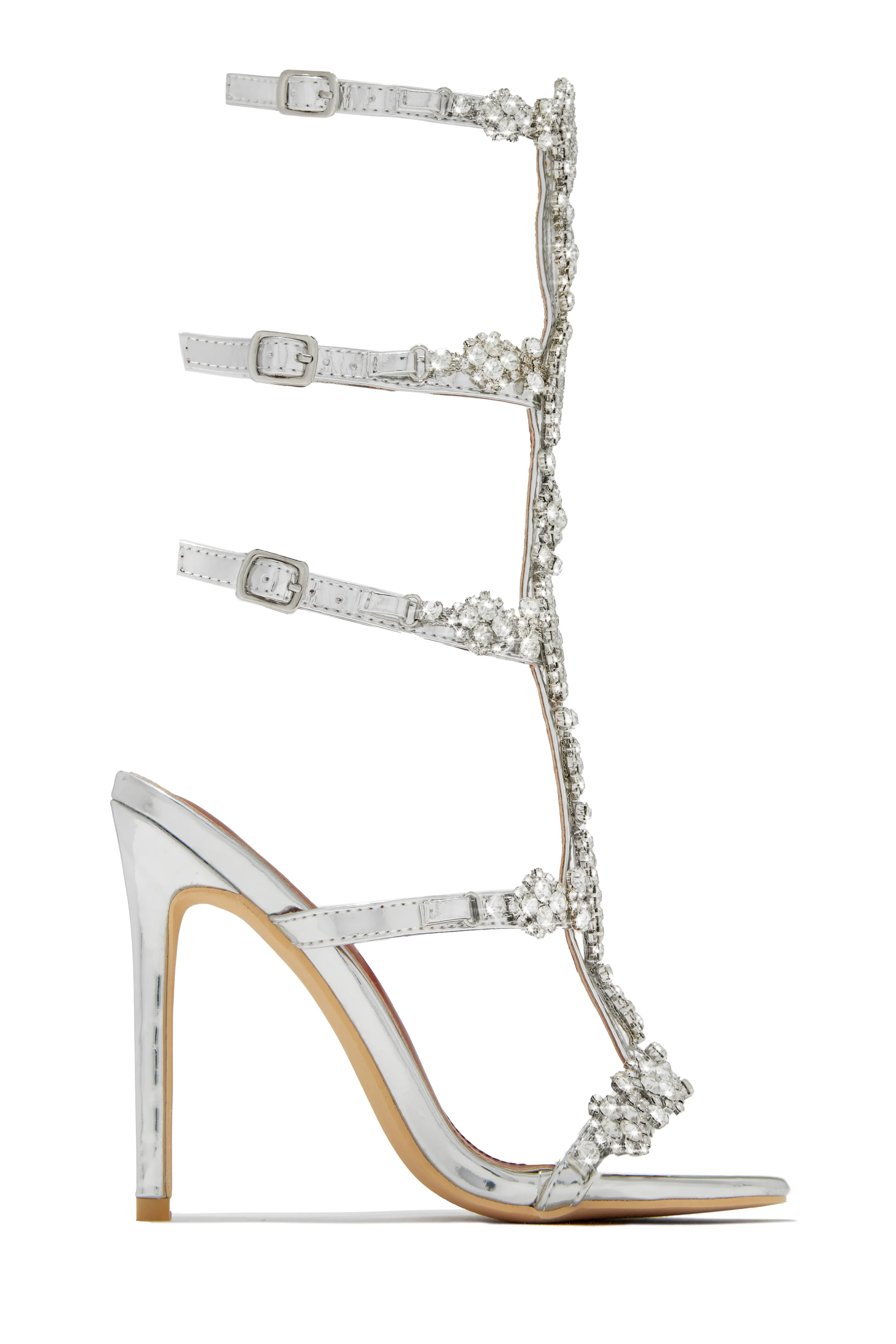 Expensive Taste Embellished Cage High Heels - Black