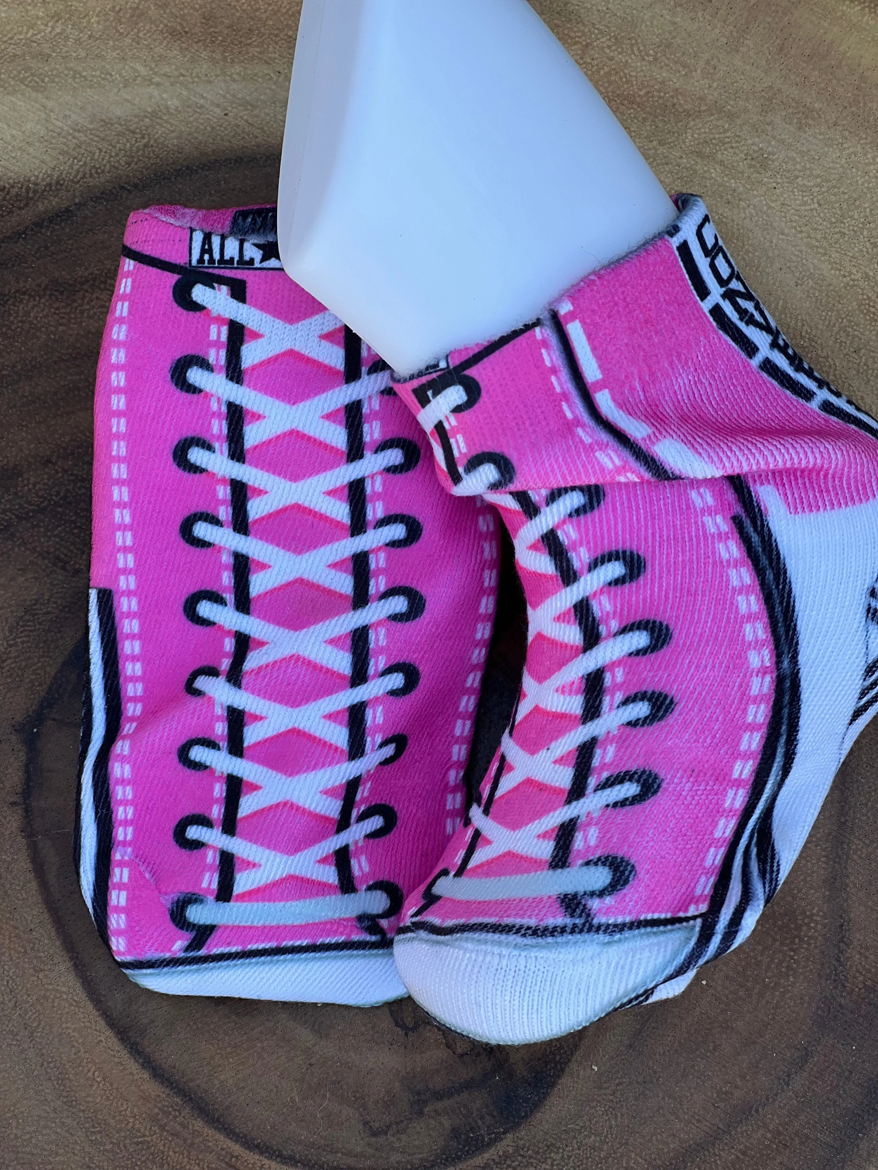 Faux high top shoe Socks pink baby size