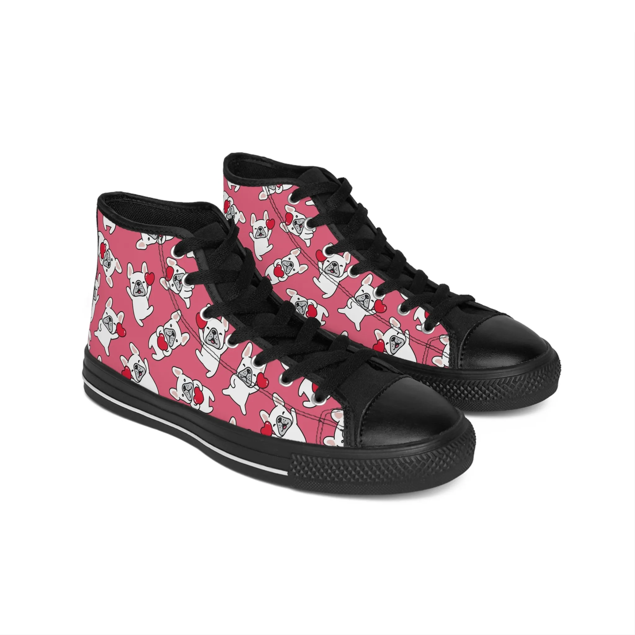 French Bulldog Pink Background Women's Classic Sneakers