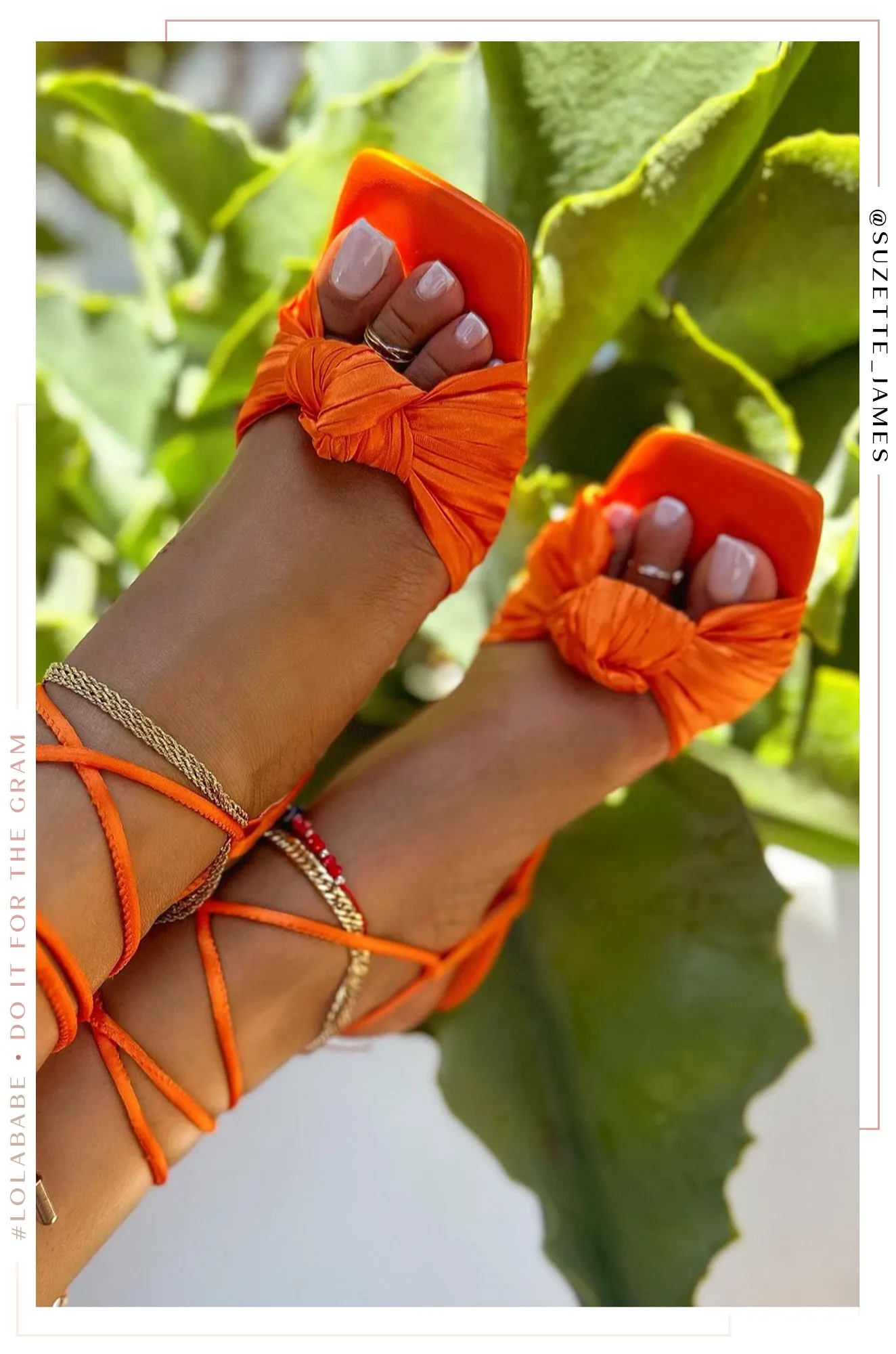 Harlow Lace Up High Heels - Orange