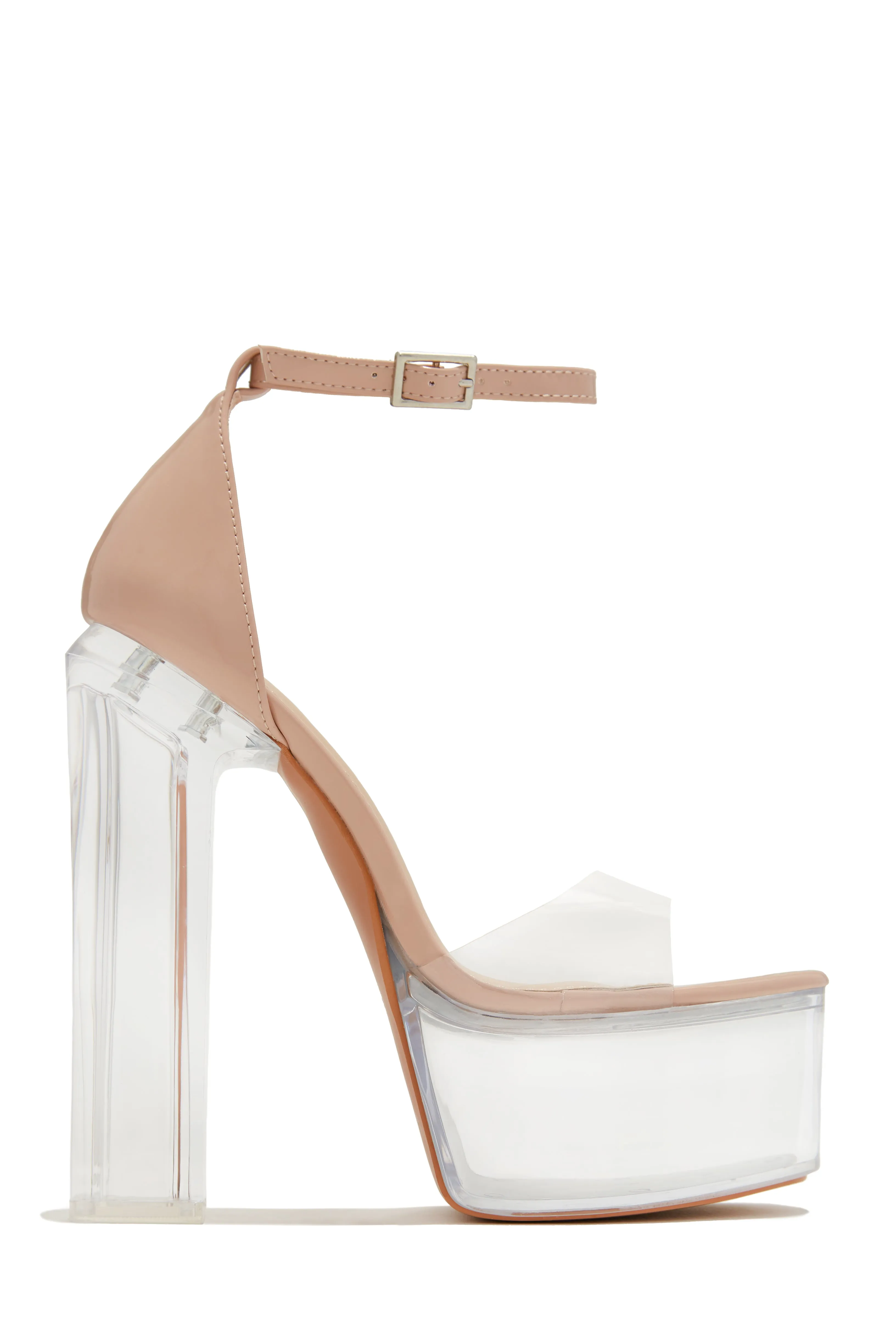 High Rise Platform Block High Heels - Gold