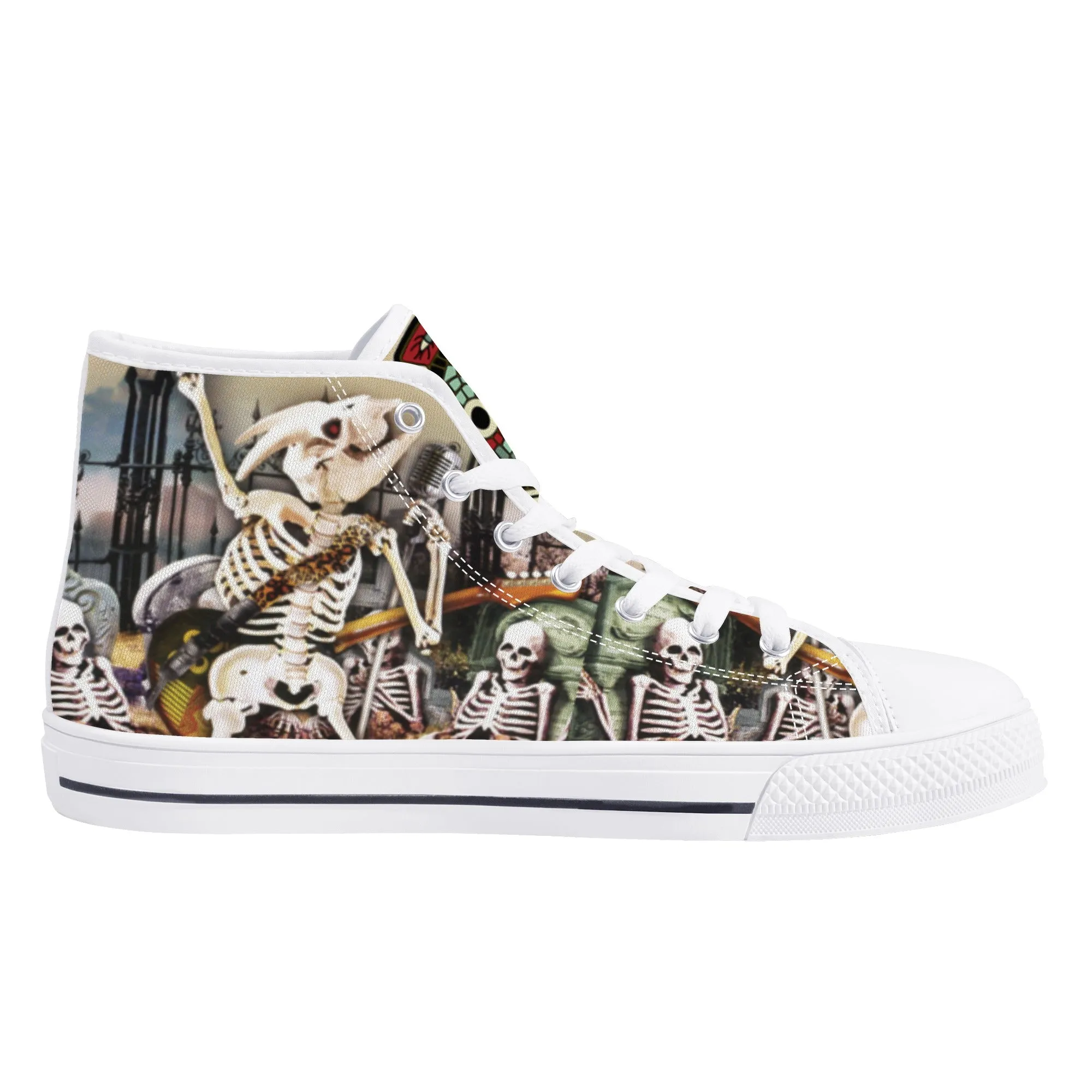 High Top Canvas Sneakers | Printed Tongue | Halloween themed Goth shoes | Spooky season Gift | Oingo Boingo style