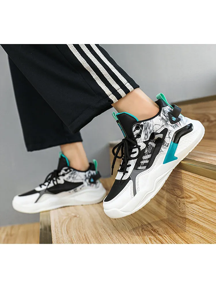 High Top Cartoon Print Training Shock Absorption Basketball Casual Shoes