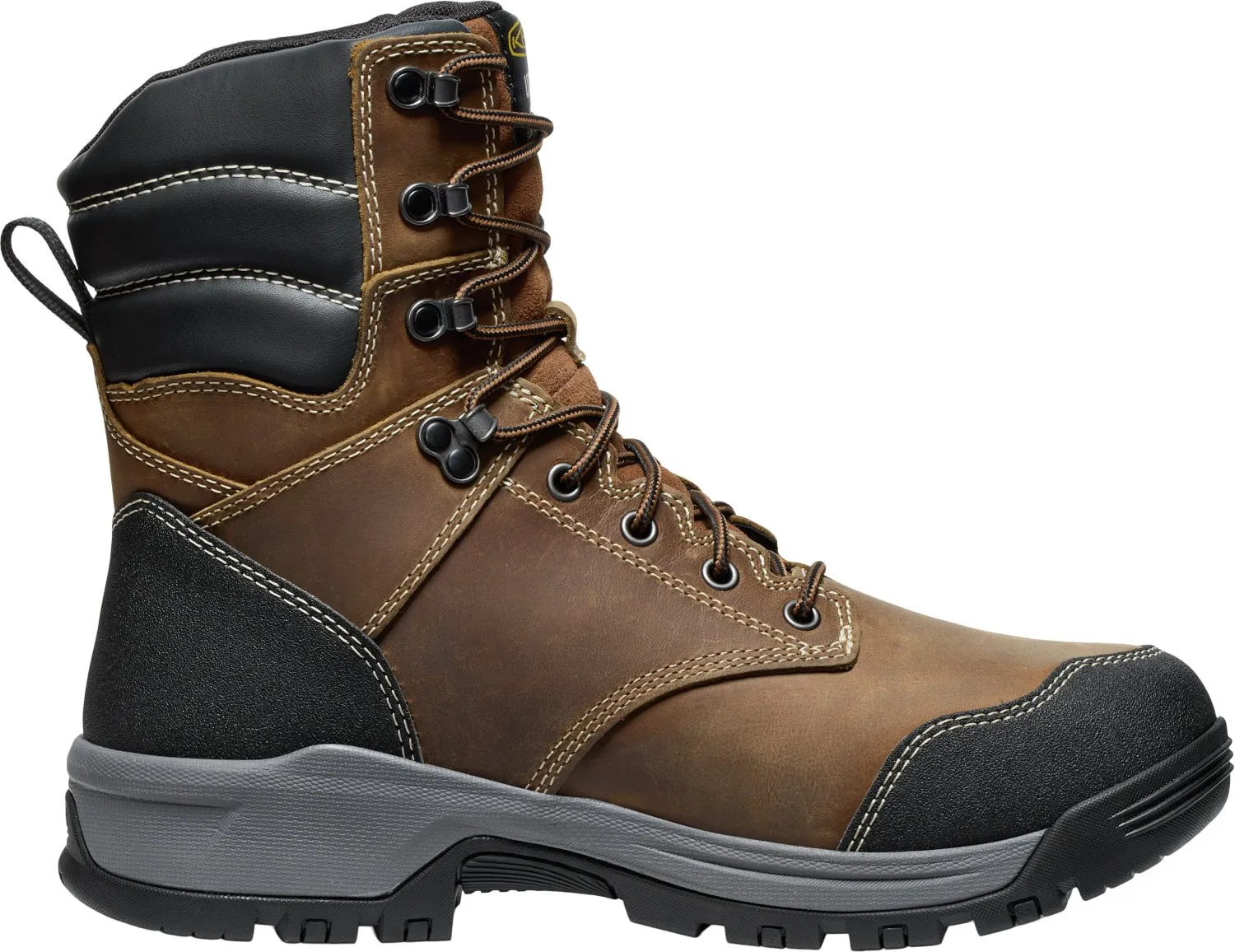 Keen Utility Mens Evanston 8in WP Soft Toe 600G Bison/Black Leather Work Boots