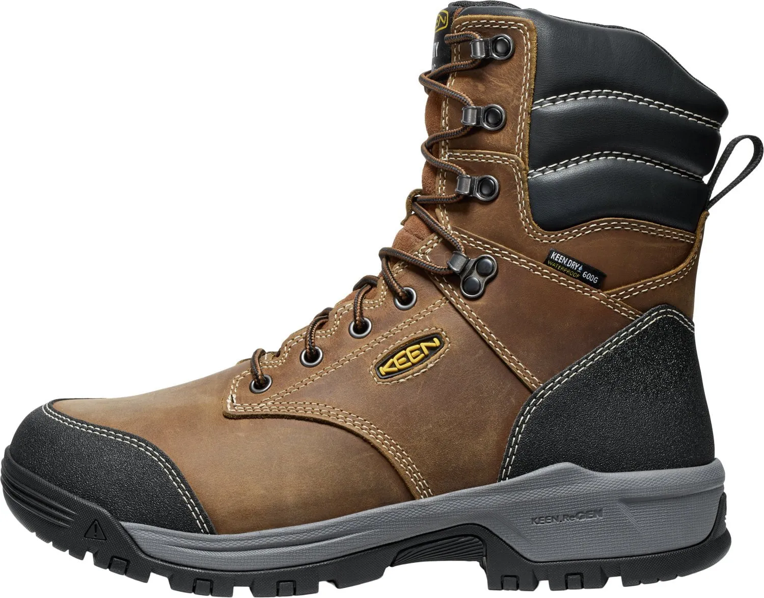 Keen Utility Mens Evanston 8in WP Soft Toe 600G Bison/Black Leather Work Boots