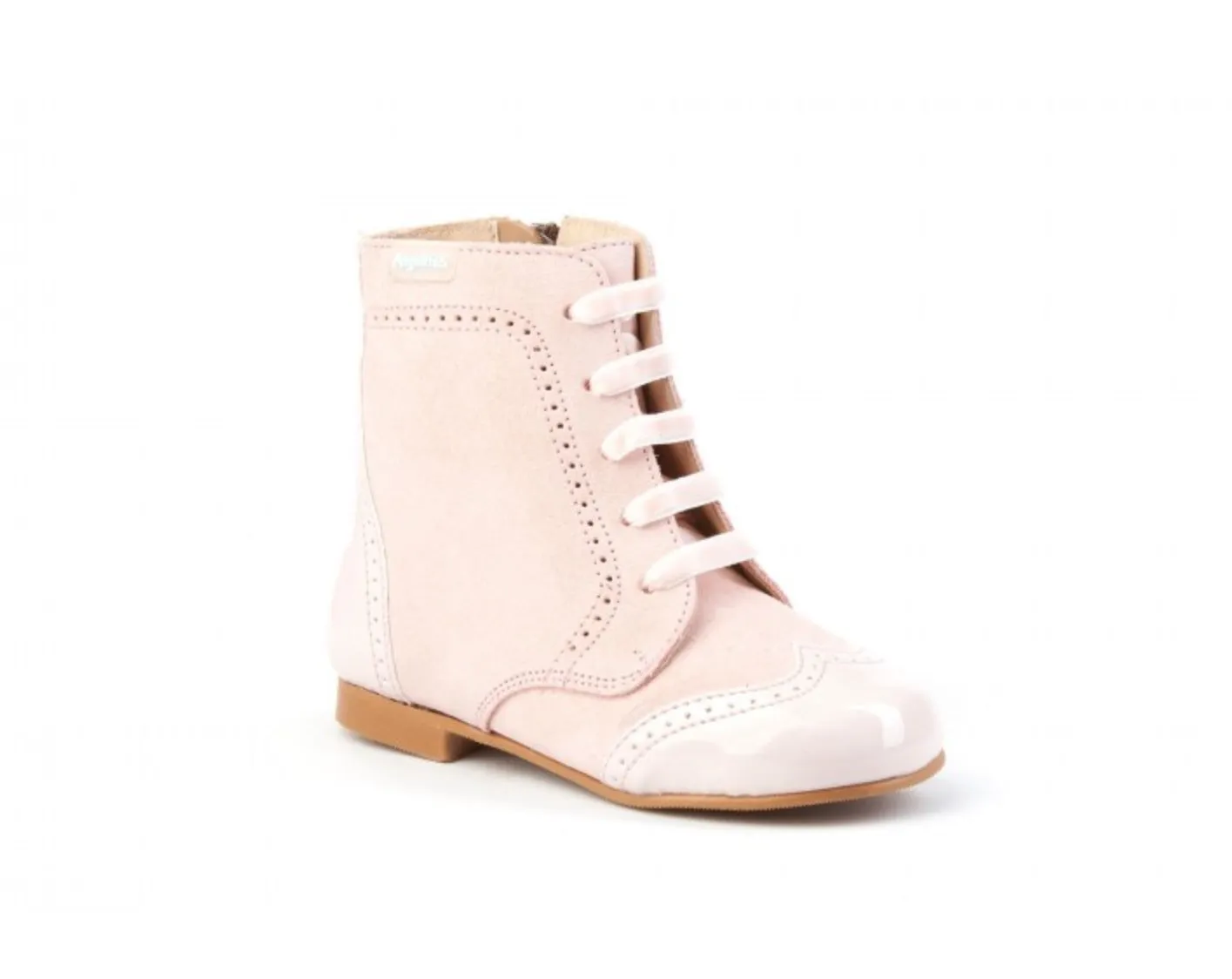 Light Pink Leather and Suede Boots