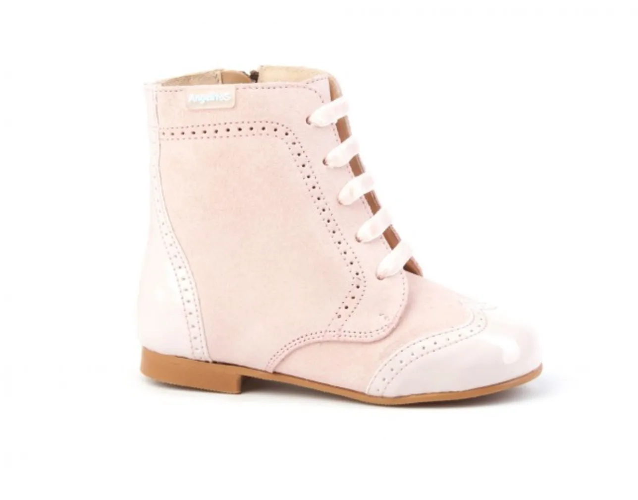 Light Pink Leather and Suede Boots