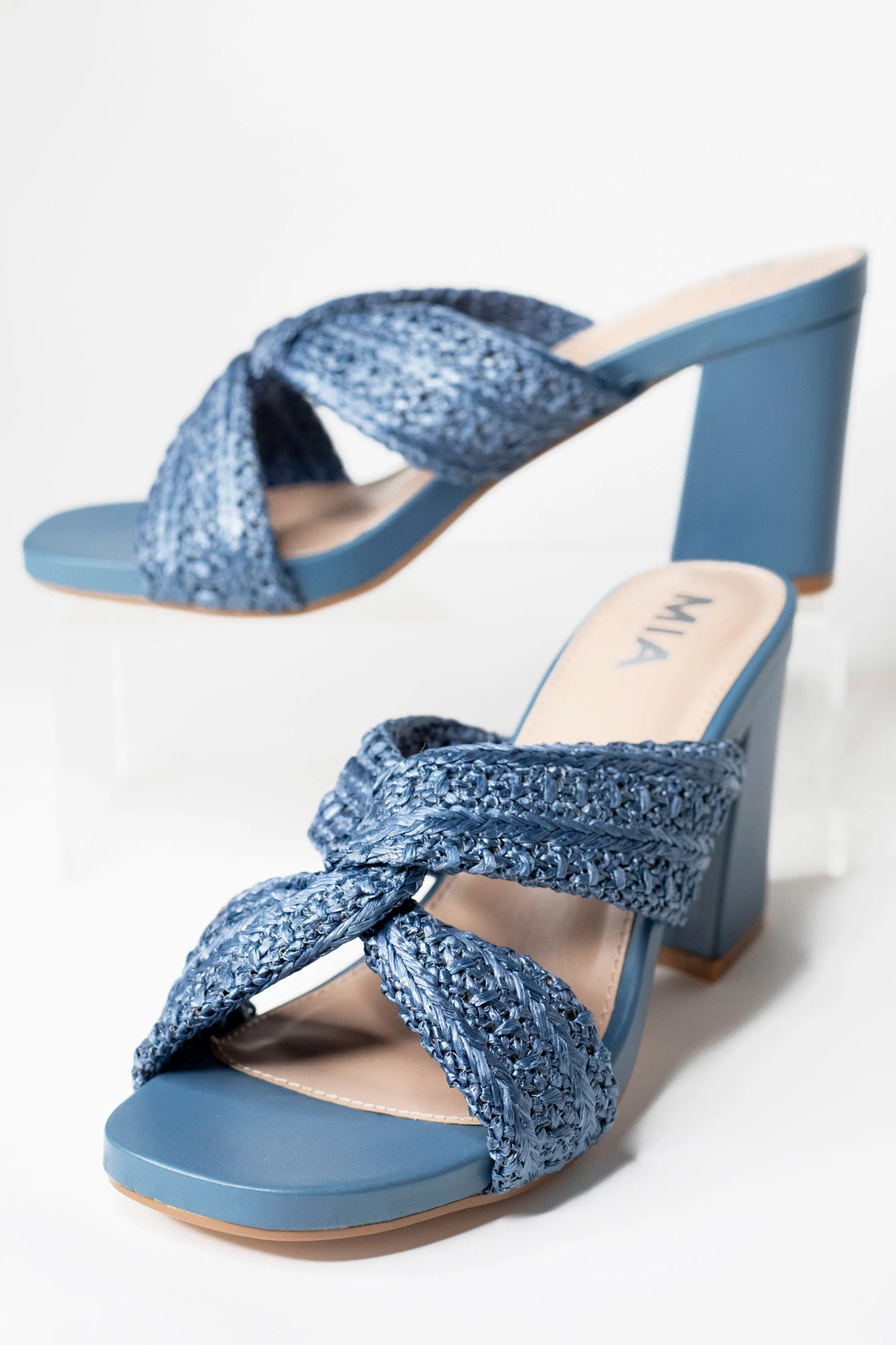 MIA Maxine Blue Raffia Heel