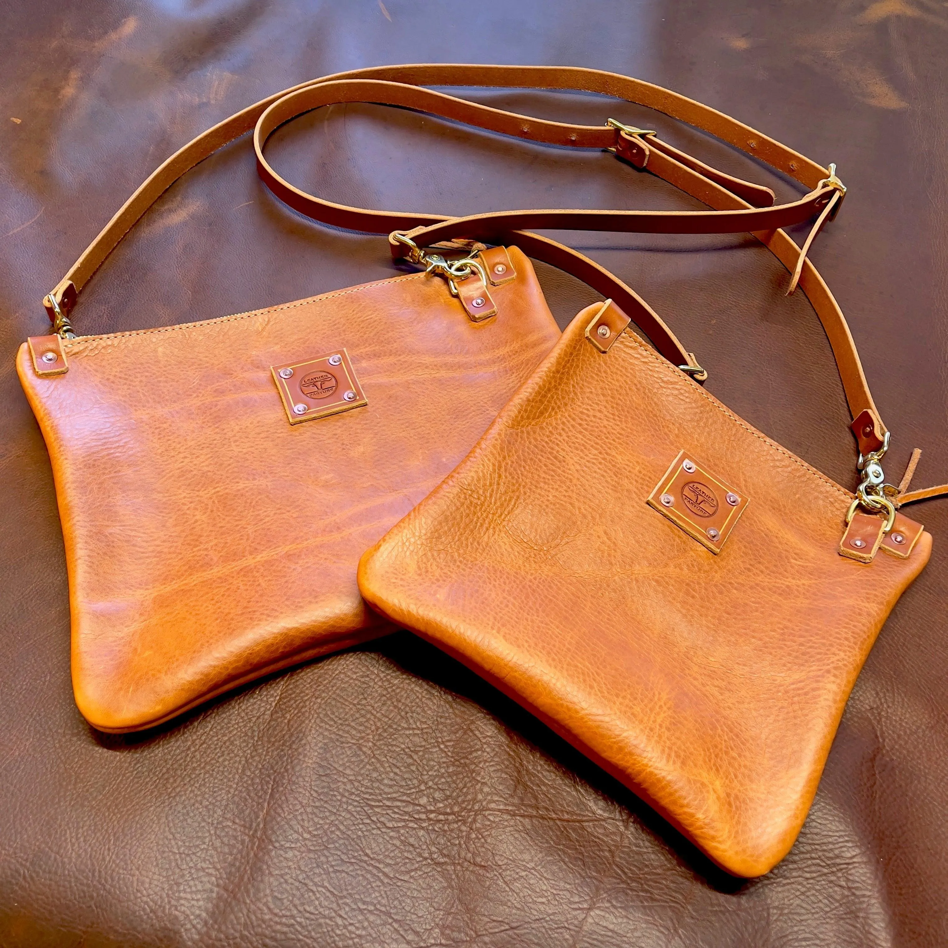 Mini Leather Messenger in Copper