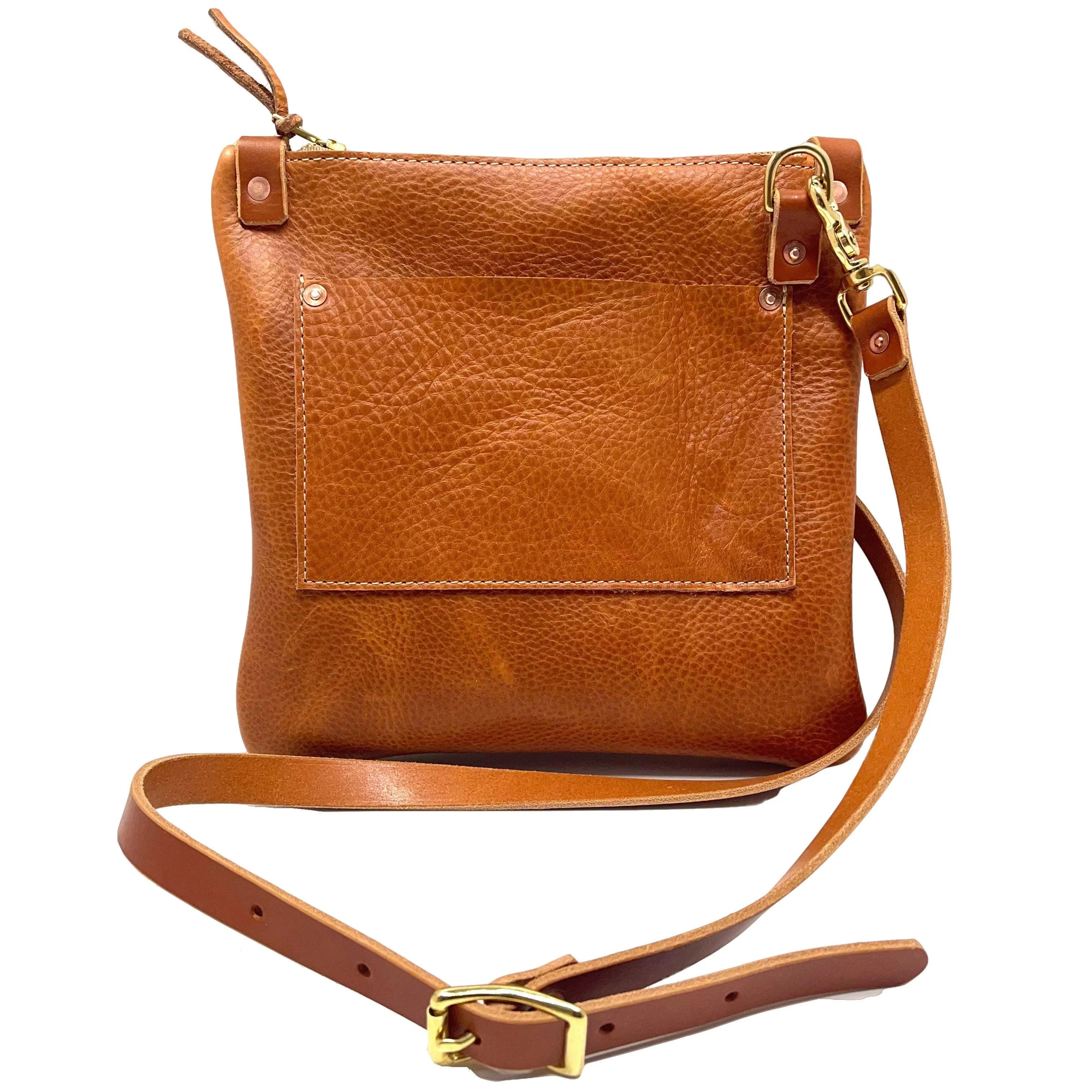 Mini Leather Messenger in Copper