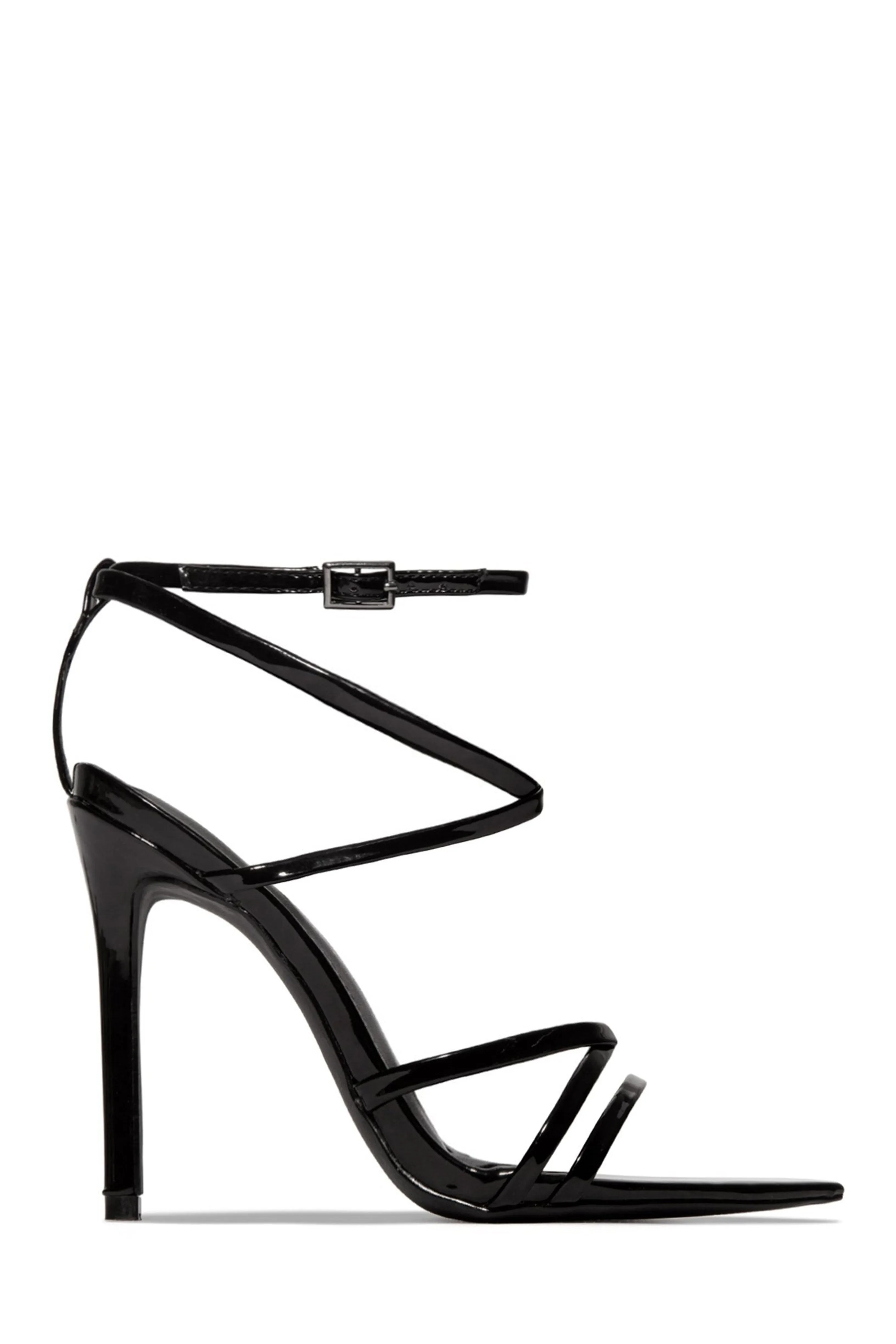 Polished Strappy High Heels - Snake