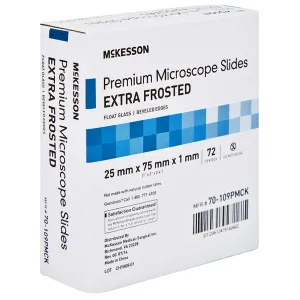 Premium Microscope Slides with Beveled Edges 25 x 75 x 1 mm Extra Frosted Glass, 72/Box