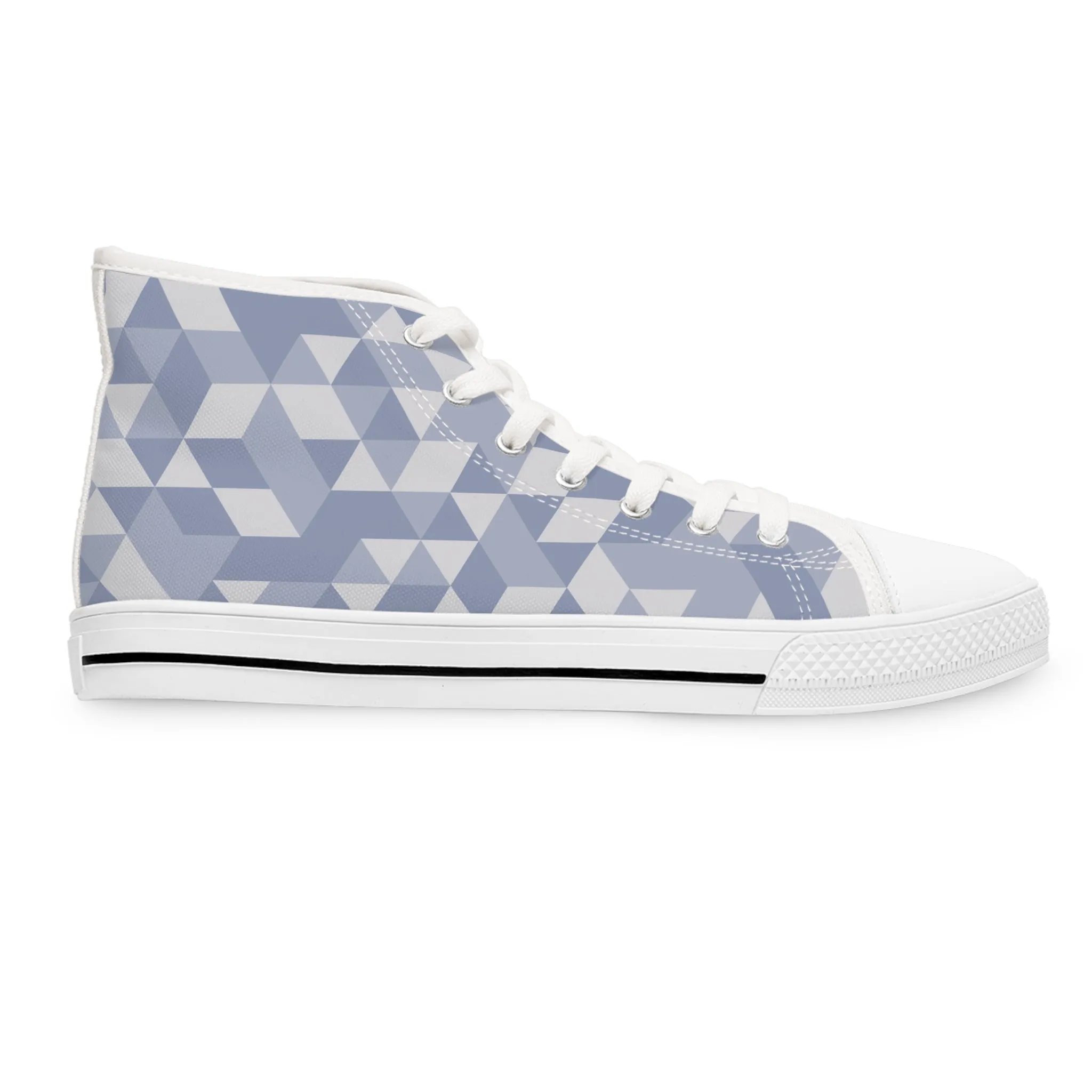 Purple White Triangle Pattern Women's High Top Sneakers