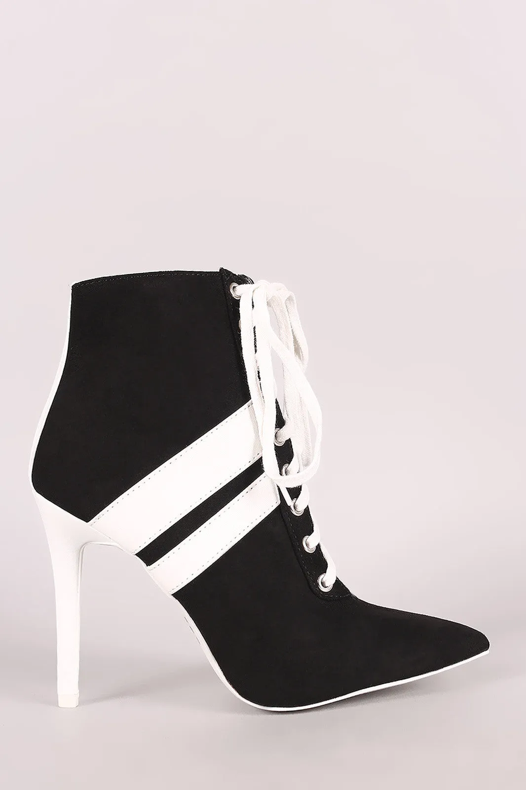 Qupid Sporty Lace Up Pointy Toe Booties