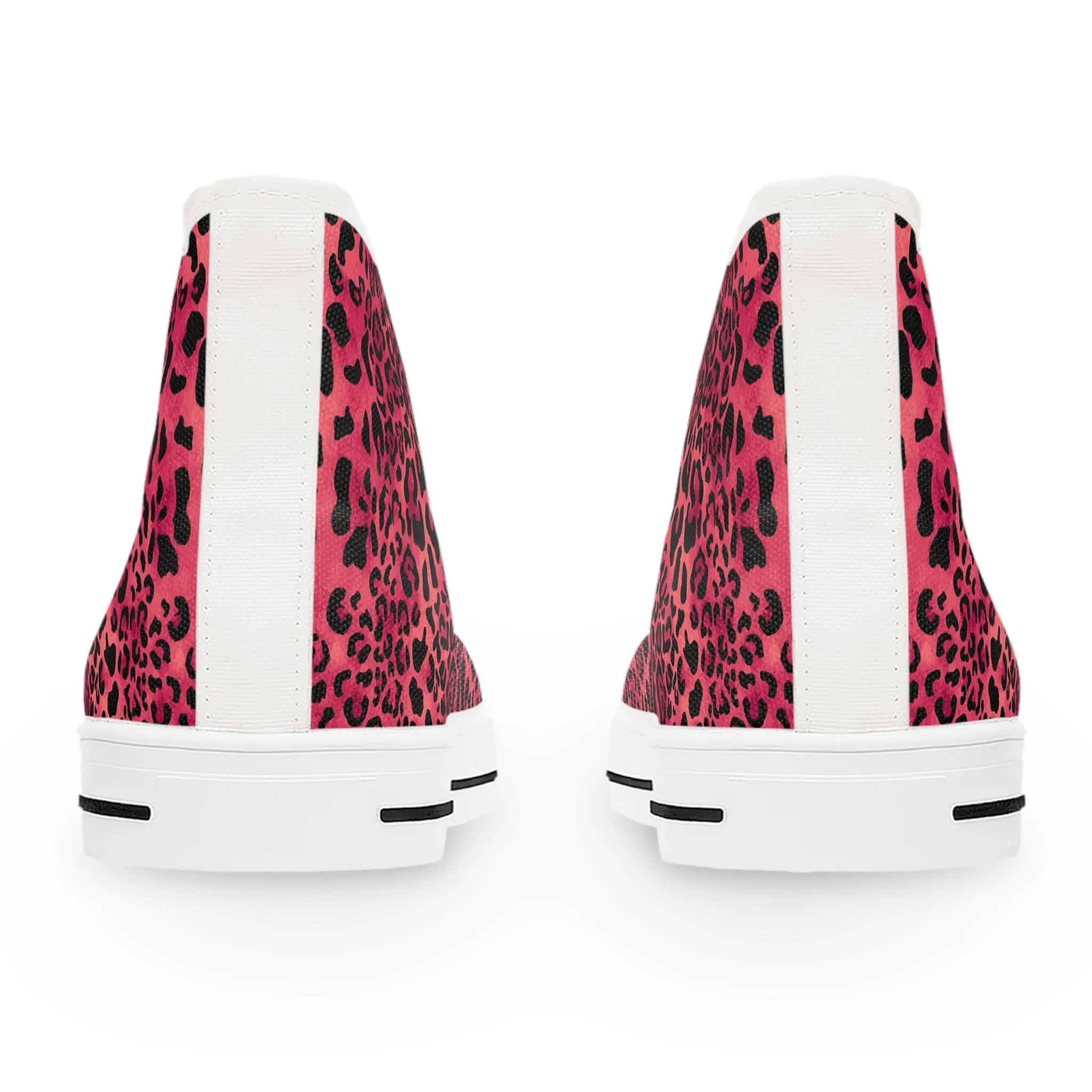 Red Colored Leopard Pattern Women's High Top Sneakers