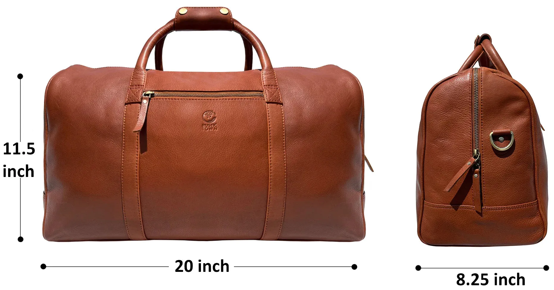 Sasha Travel Leather Duffle Bag (Cognac)