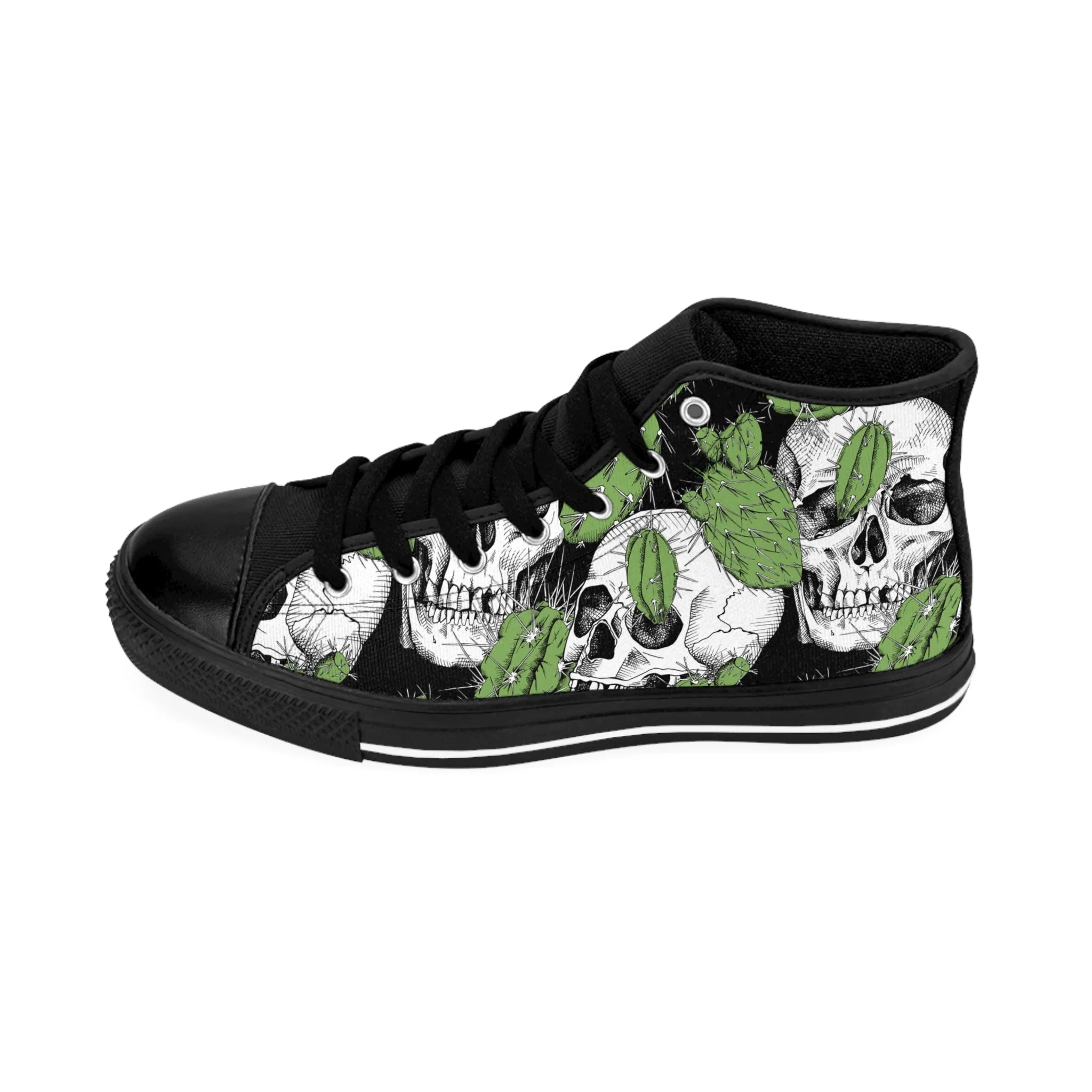 Skull Green Cactus Women's Classic Sneakers