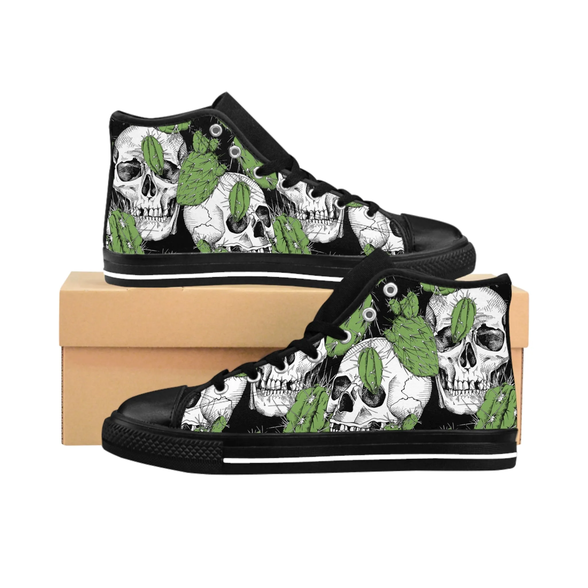 Skull Green Cactus Women's Classic Sneakers