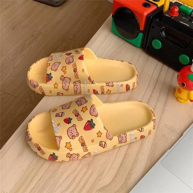 Smiley Women Slippers Summer Thick-soled Slippers for Women Couples Indoors Outdoors Slippers Soft-soled EVA Slippers 2023 New