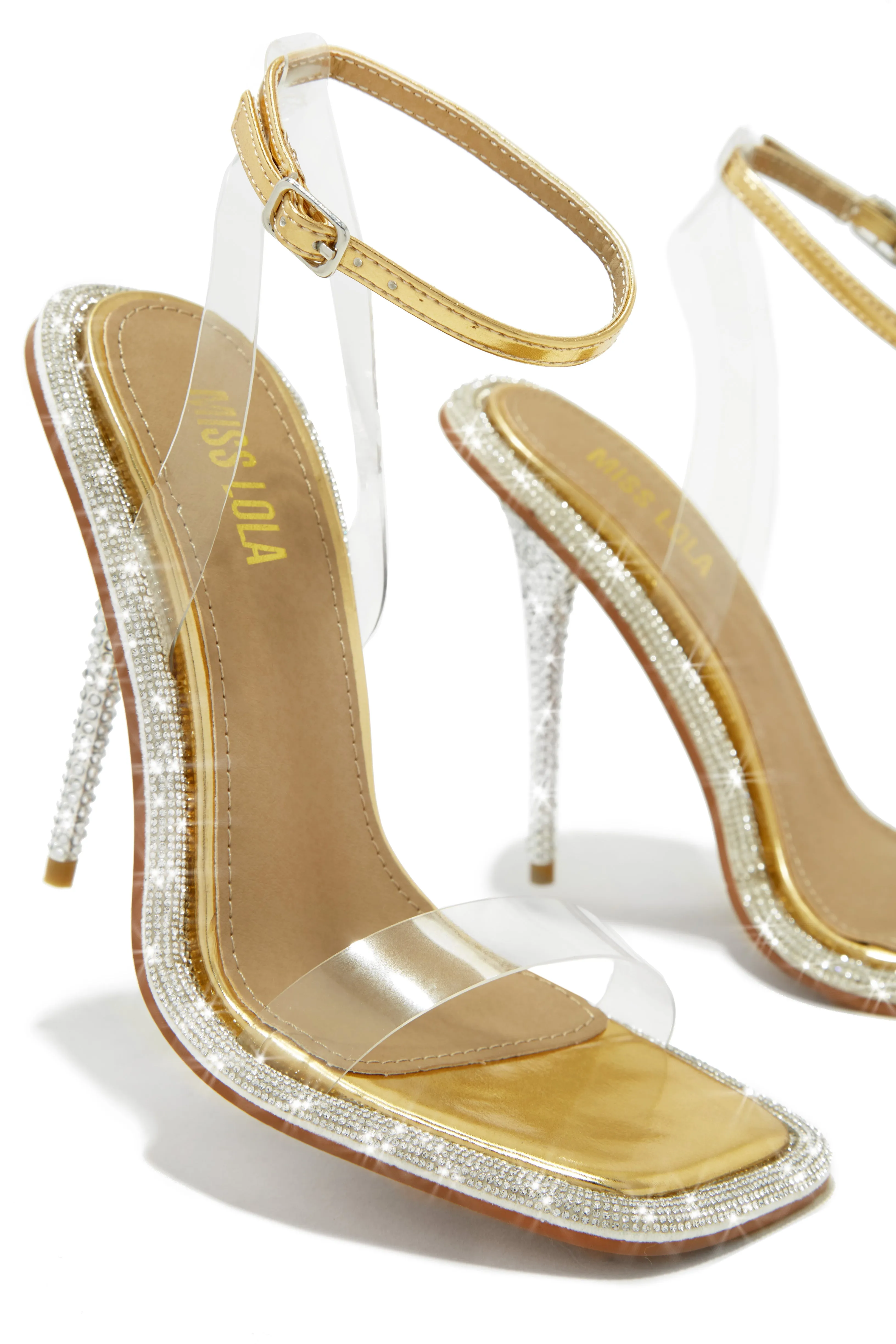 Unforgettable Nights Embellished High Heels - Gold