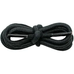 Waxed Cotton 3/16" Round Laces - Black (2 Pair Pack) Shoelaces